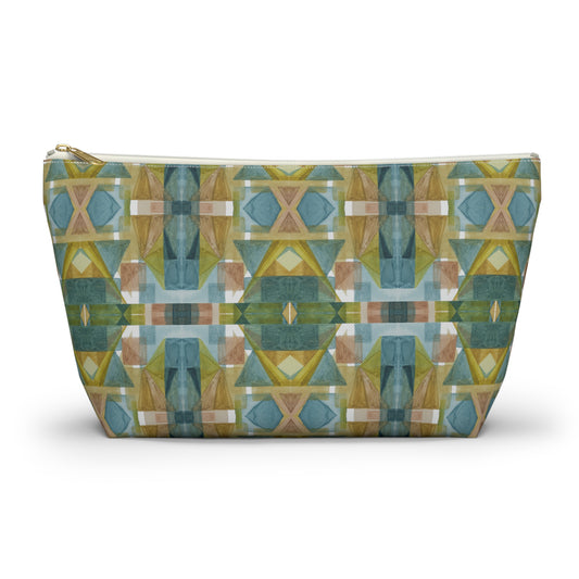 Roomy Accessory Pouch - Painterly Plaid, Cool Colors