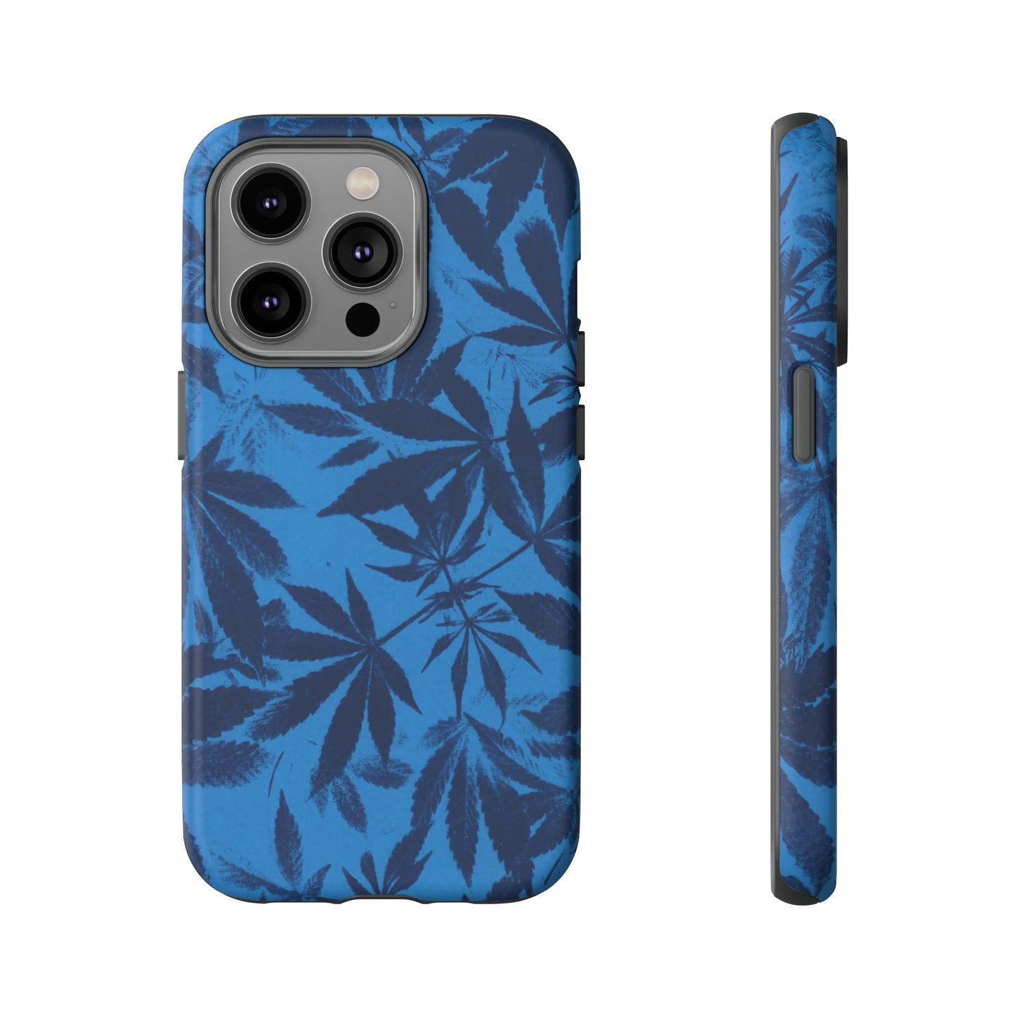 Tough Cell Phone Cases - Cyanotype on Bright Blue Print