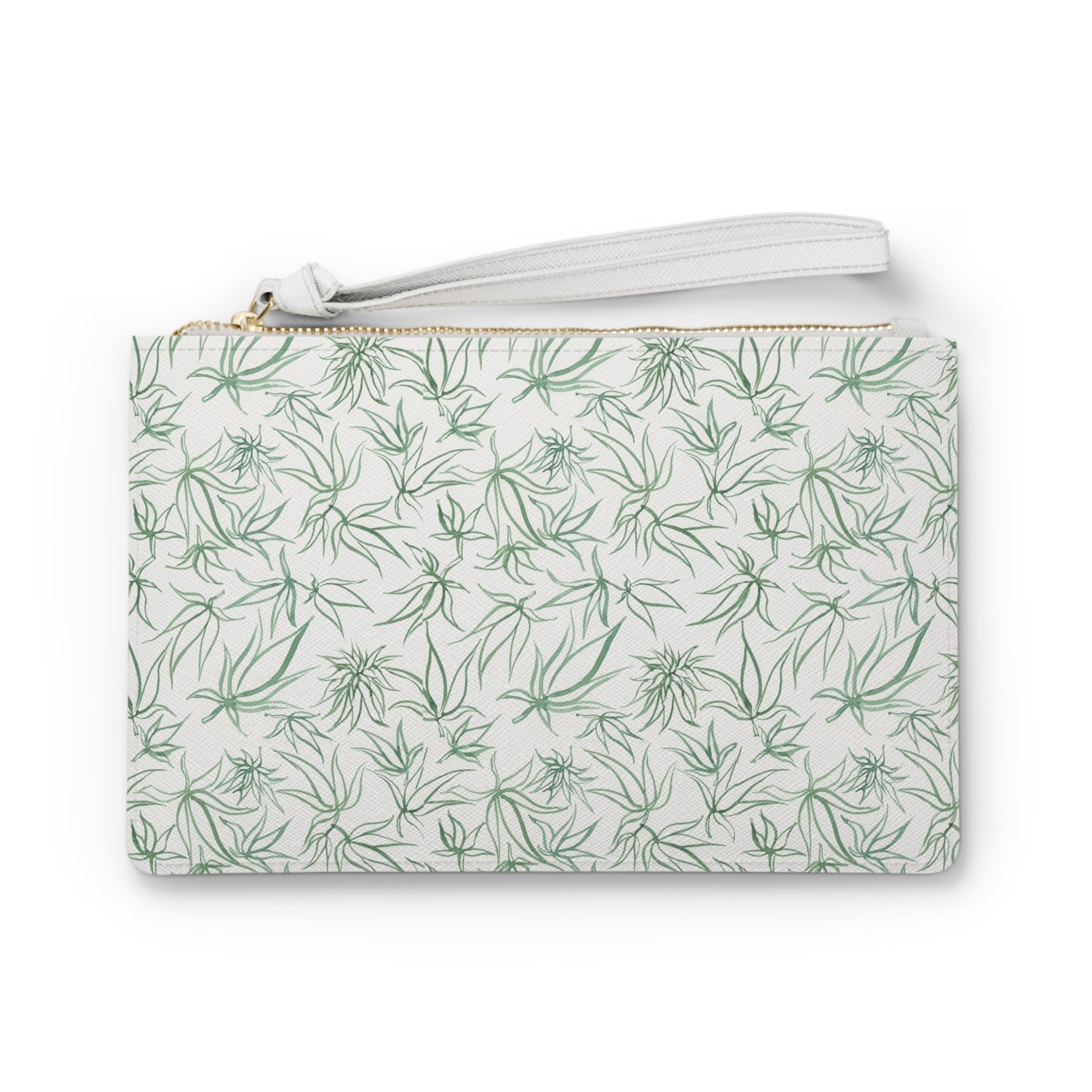 Vegan Leather Clutch Bag - Sketches in Green