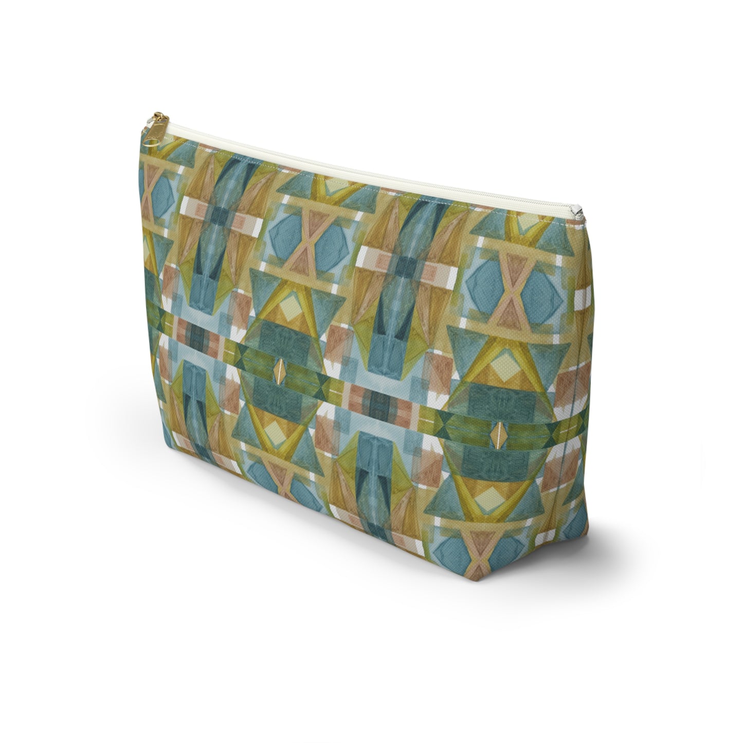 Roomy Accessory Pouch - Painterly Plaid, Cool Colors