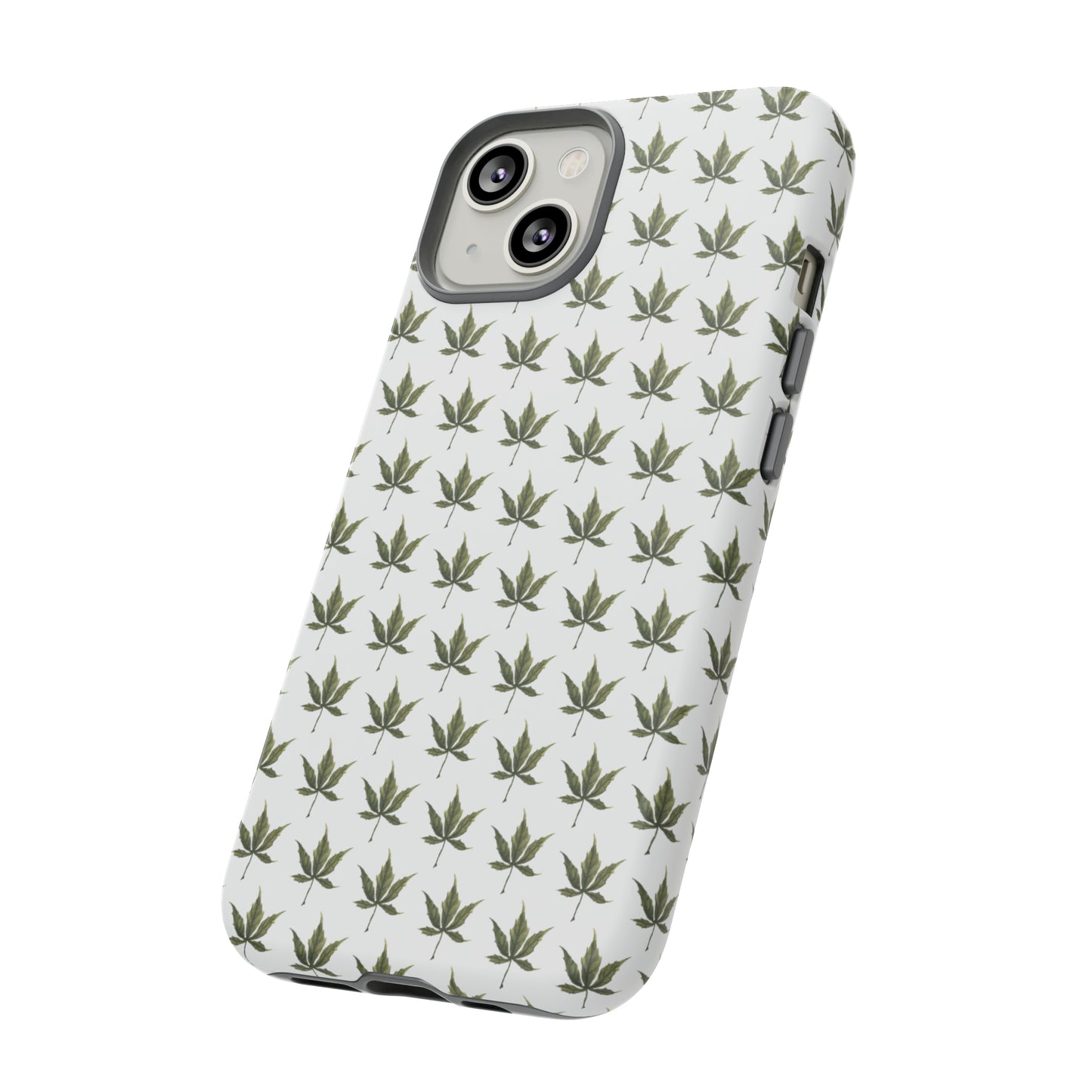 Tough Cell Phone Cases - Mini Cannabis Leaf on White