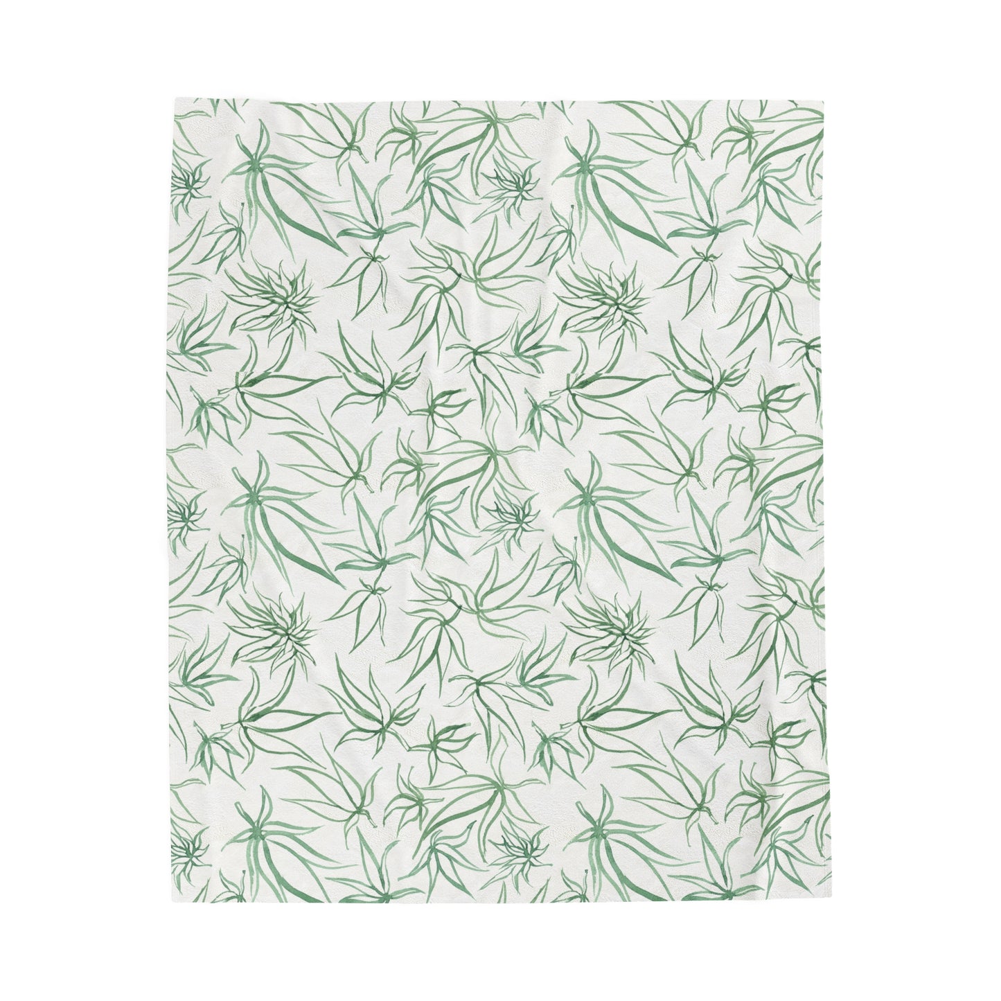 Velveteen Plush Blanket - Sketches in Green