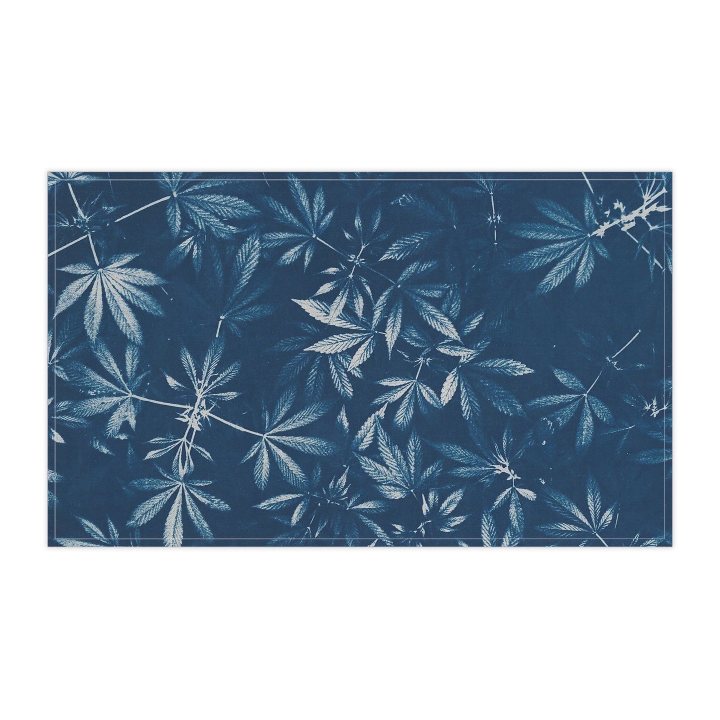 100% Cotton Twill Kitchen Towel - Cannabis Field Cyanotype Print 1