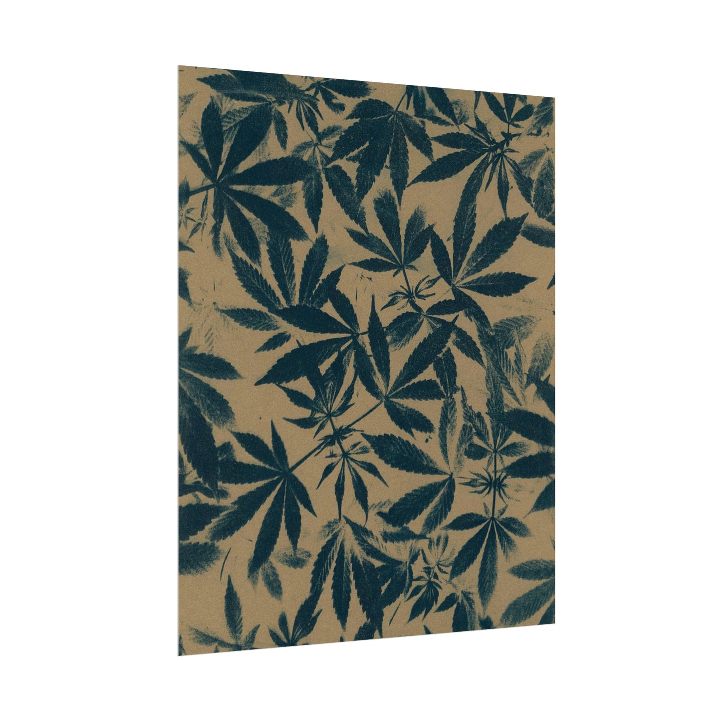 Fine Art Reproductions - Archival, Textured Watercolor Matte Prints - Cannabis Cyanotype on Kraft Print