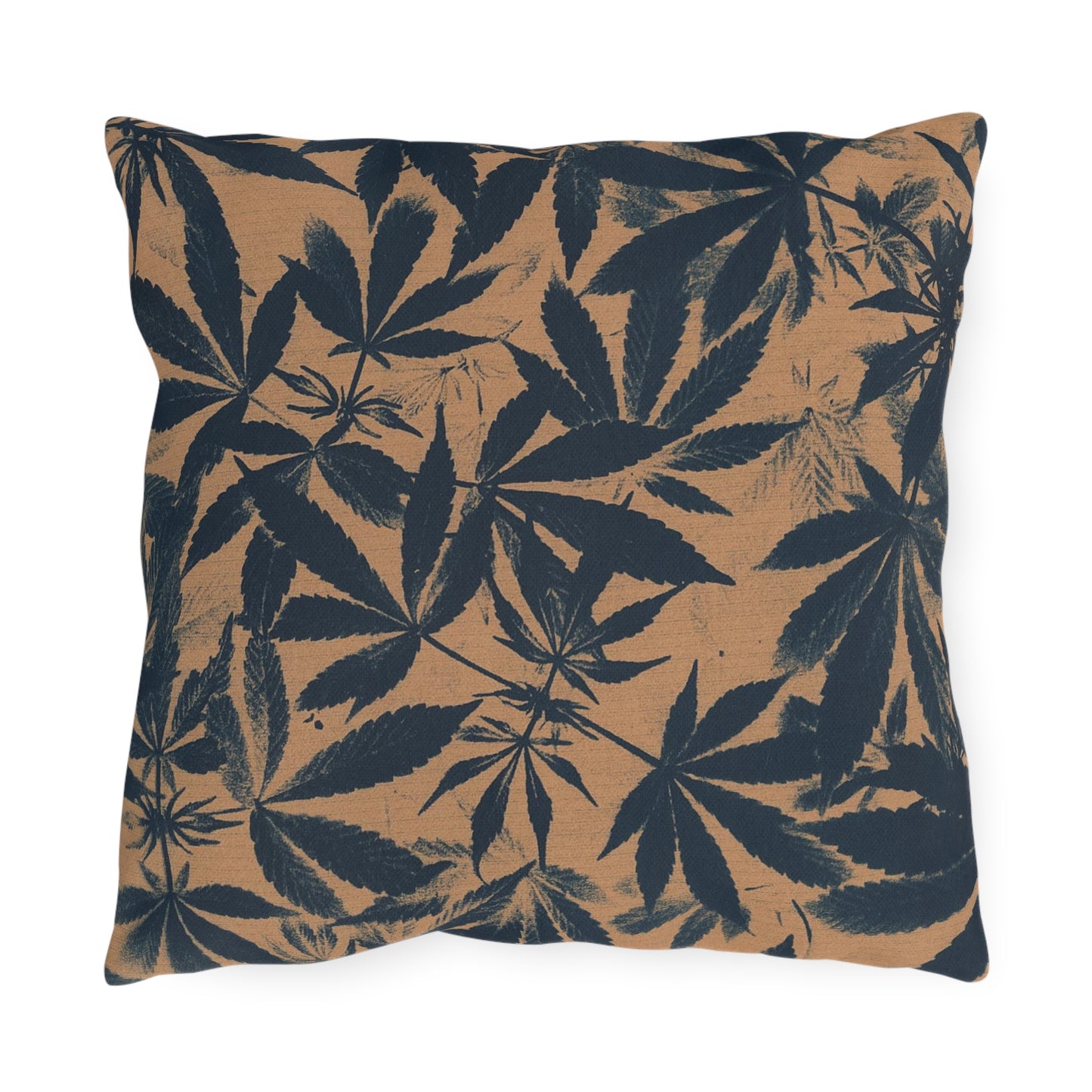 Outdoor Decorative Pillows - UV/H2O/Mildew Resistant - Cannabis Field Cyanotype on Amber Print