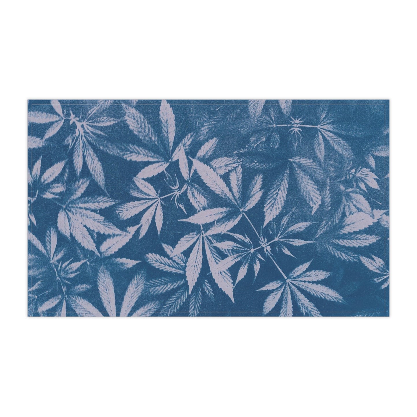 100% Cotton Twill Kitchen Towel - Cannabis Field Cyanotype on Lavender Print