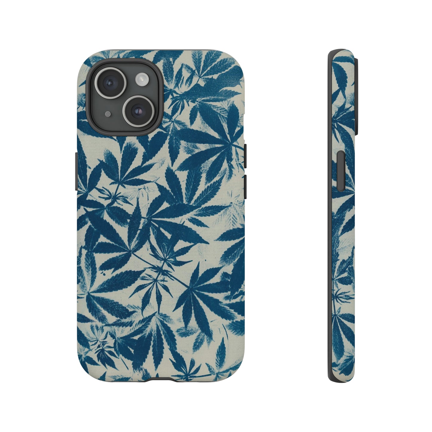 Tough Cell Phone Cases -Cannabis Field Cyanotype on Ivory Print