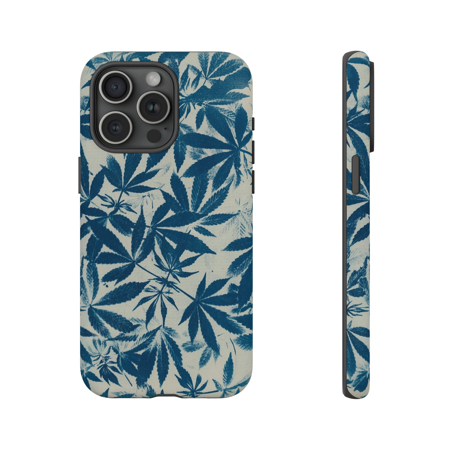 Tough Cell Phone Cases -Cannabis Field Cyanotype on Ivory Print