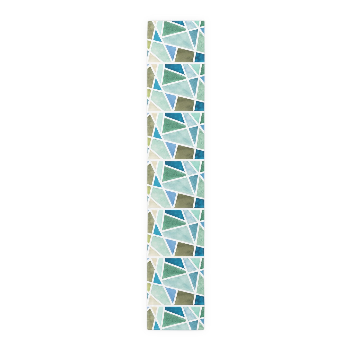 Table Runner 100% Cotton - Aqua Geo