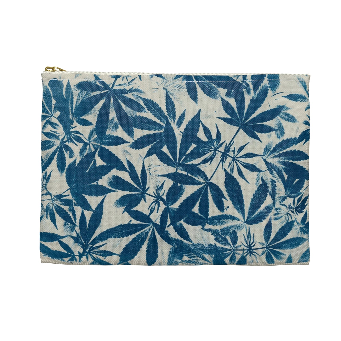 Flat Accessory Pouch - Cannabis Field Cyanotype on Ivory Print