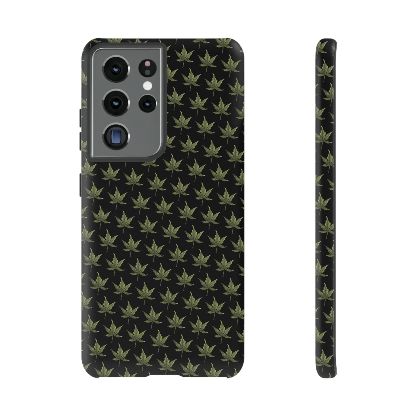 Tough Cell Phone Cases - Mini Cannabis Leaf on Black