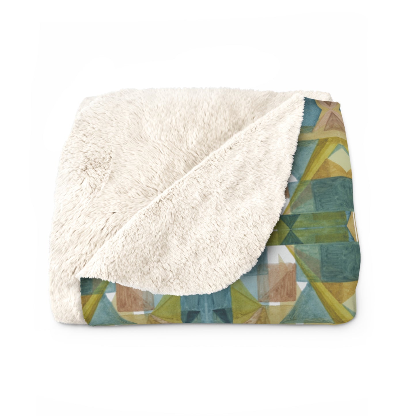 Sherpa Fleece Blanket - Painterly Plaid, Cool Colors