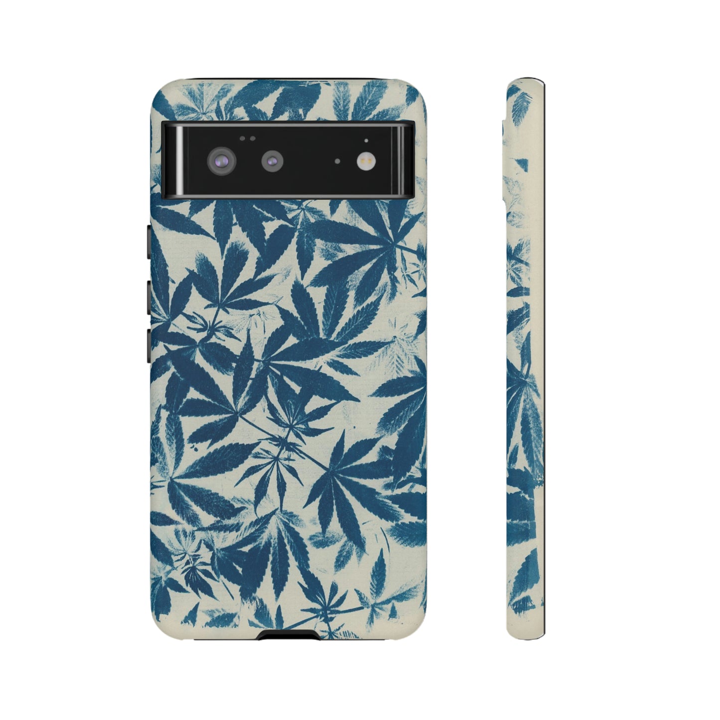 Tough Cell Phone Cases -Cannabis Field Cyanotype on Ivory Print