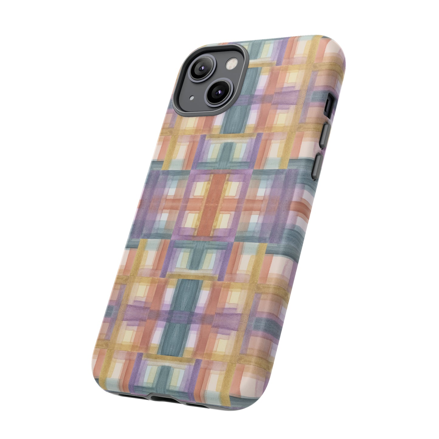 Tough Cell Phone Cases - Painterly Plaid, Warm Colors