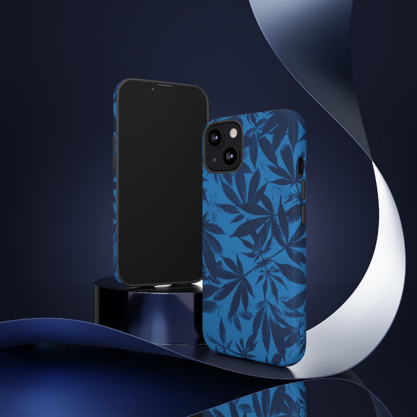 Tough Cell Phone Cases - Cyanotype on Bright Blue Print