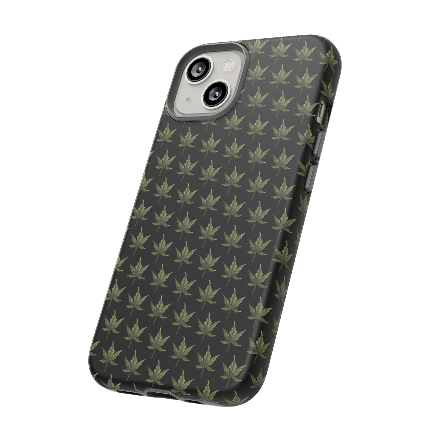 Tough Cell Phone Cases - Mini Cannabis Leaf on Black