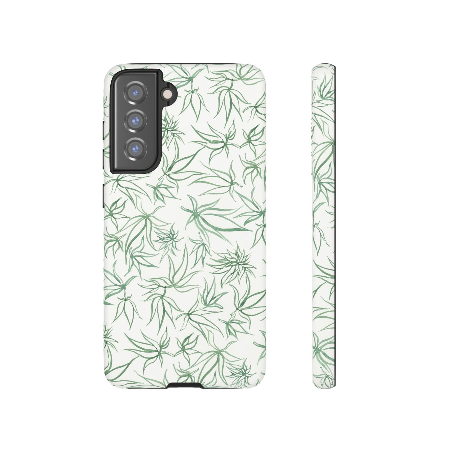 Tough Cell Phone Cases - Cannabis Sketches in Green