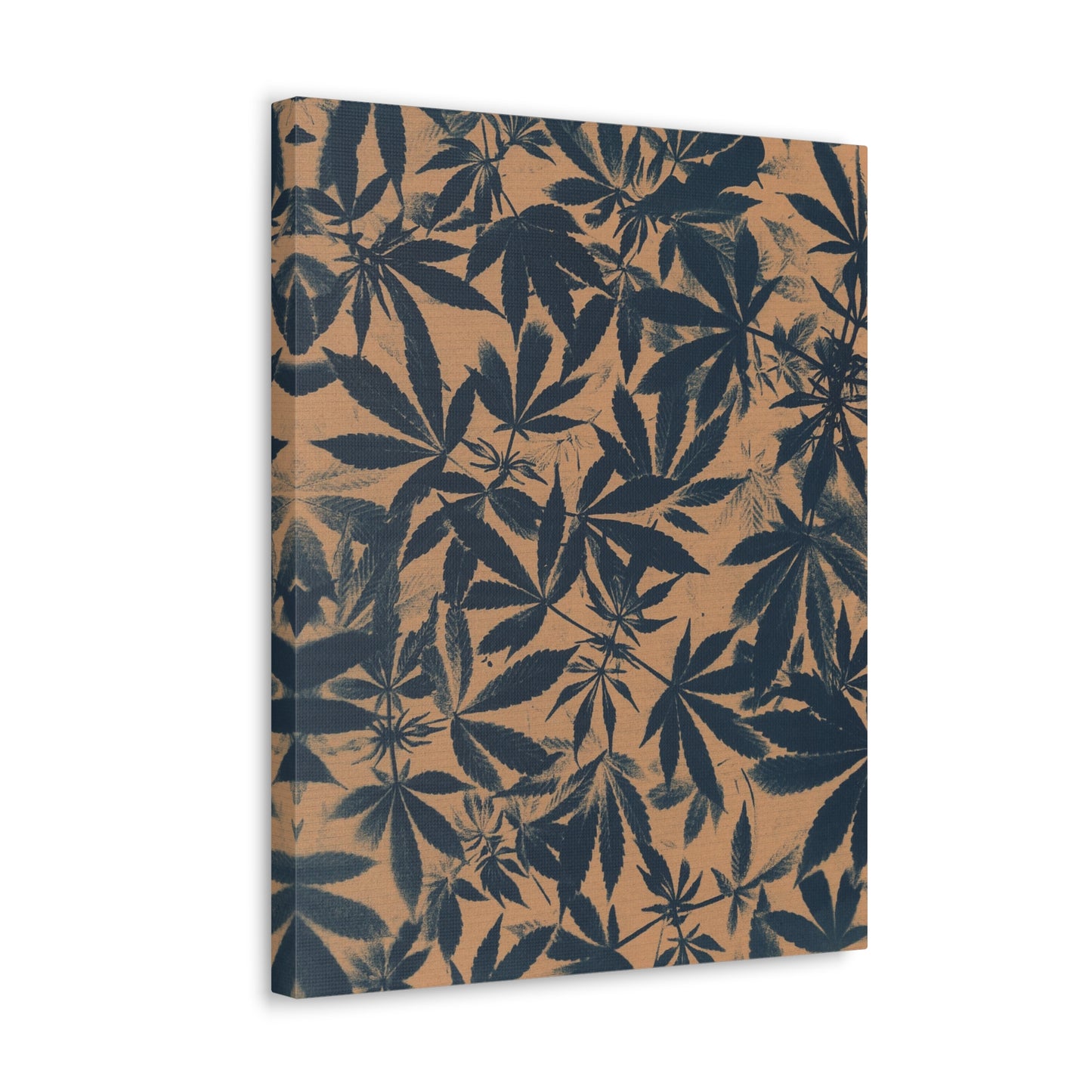 Gallery Wrapped Canvas Print - Cannabis Field Cyanotype on Amber Print (Reproduction)