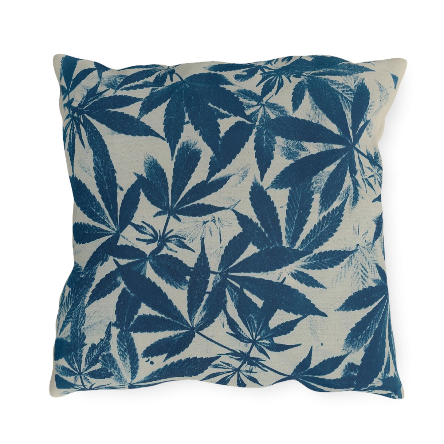 Outdoor Decorative Pillows - UV/H2O/Mildew Resistant - Cannabis Field Cyanotype on Ivory Print