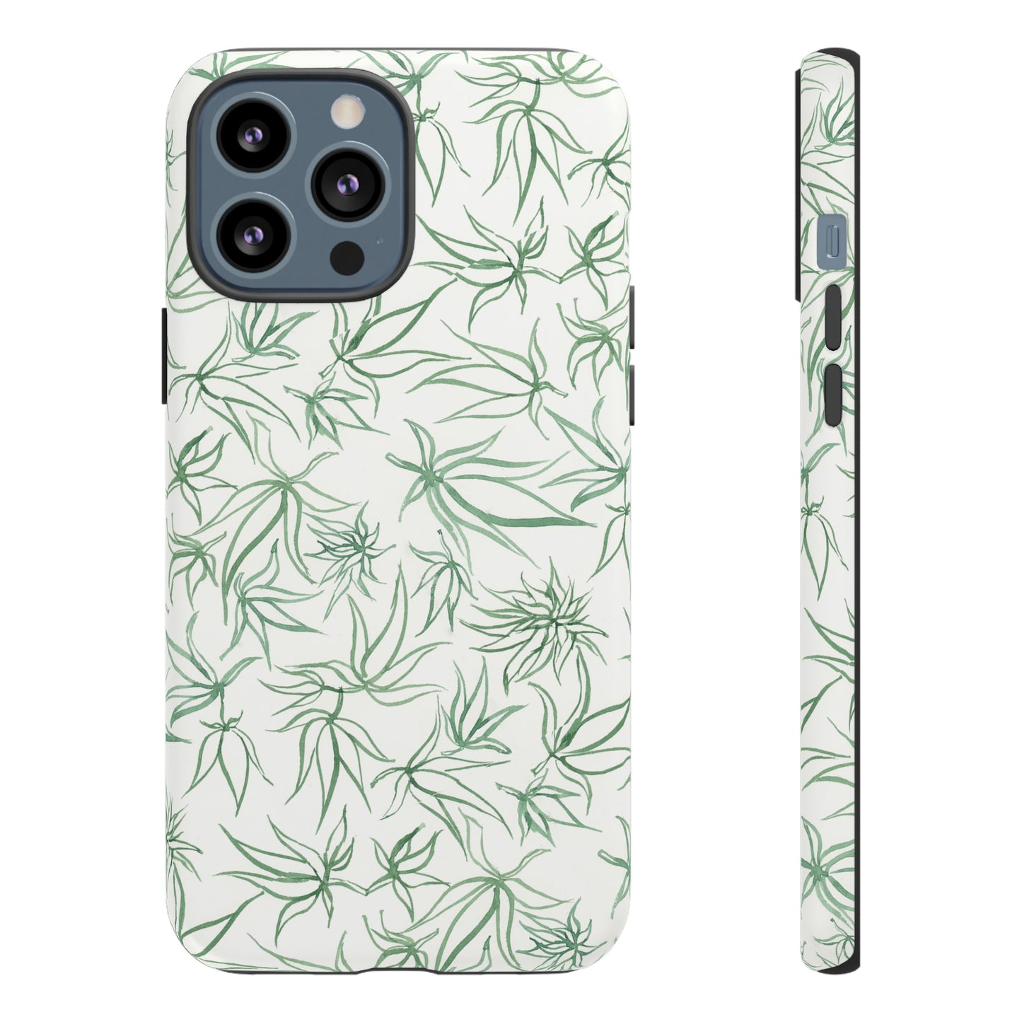 Tough Cell Phone Cases - Cannabis Sketches in Green