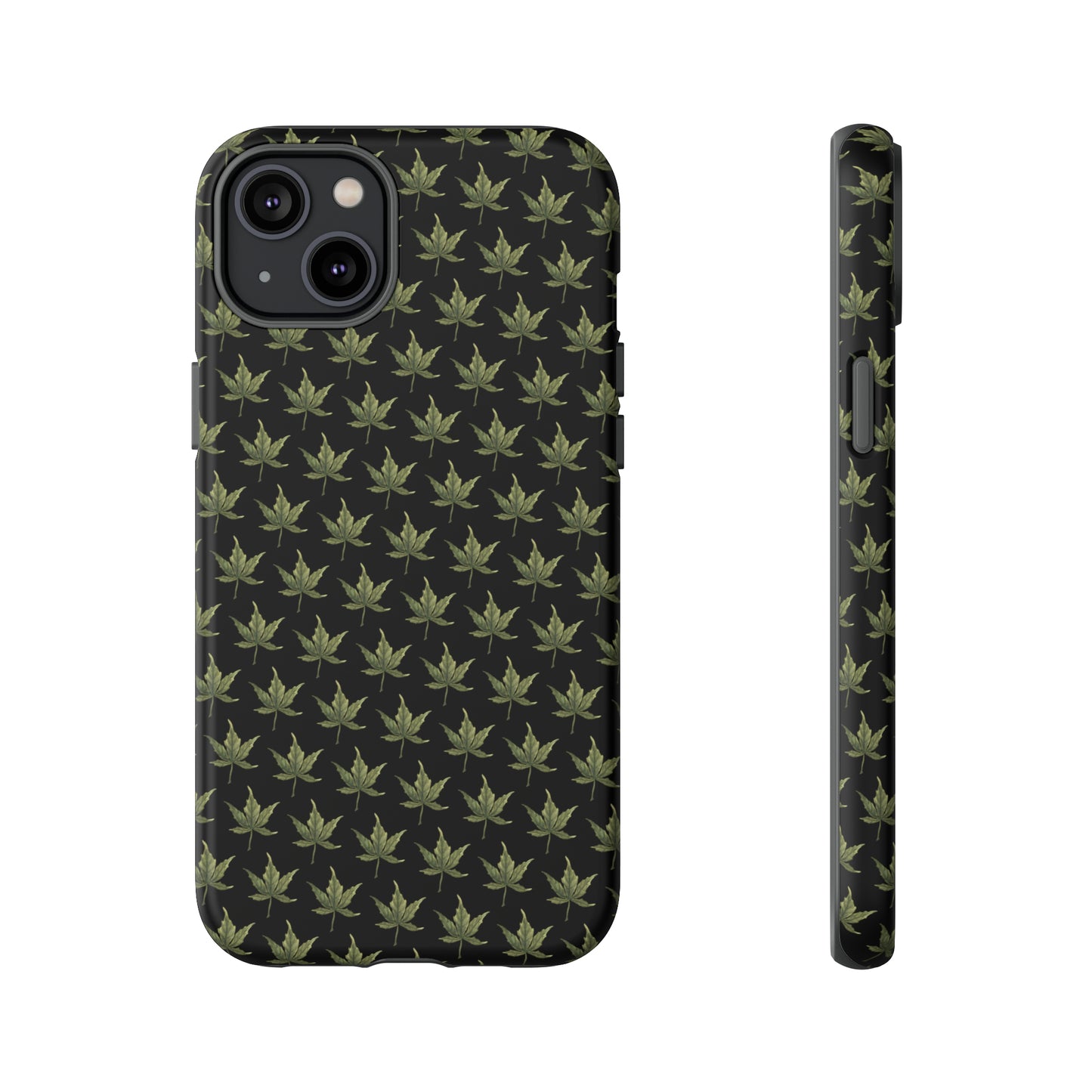 Tough Cell Phone Cases - Mini Cannabis Leaf on Black