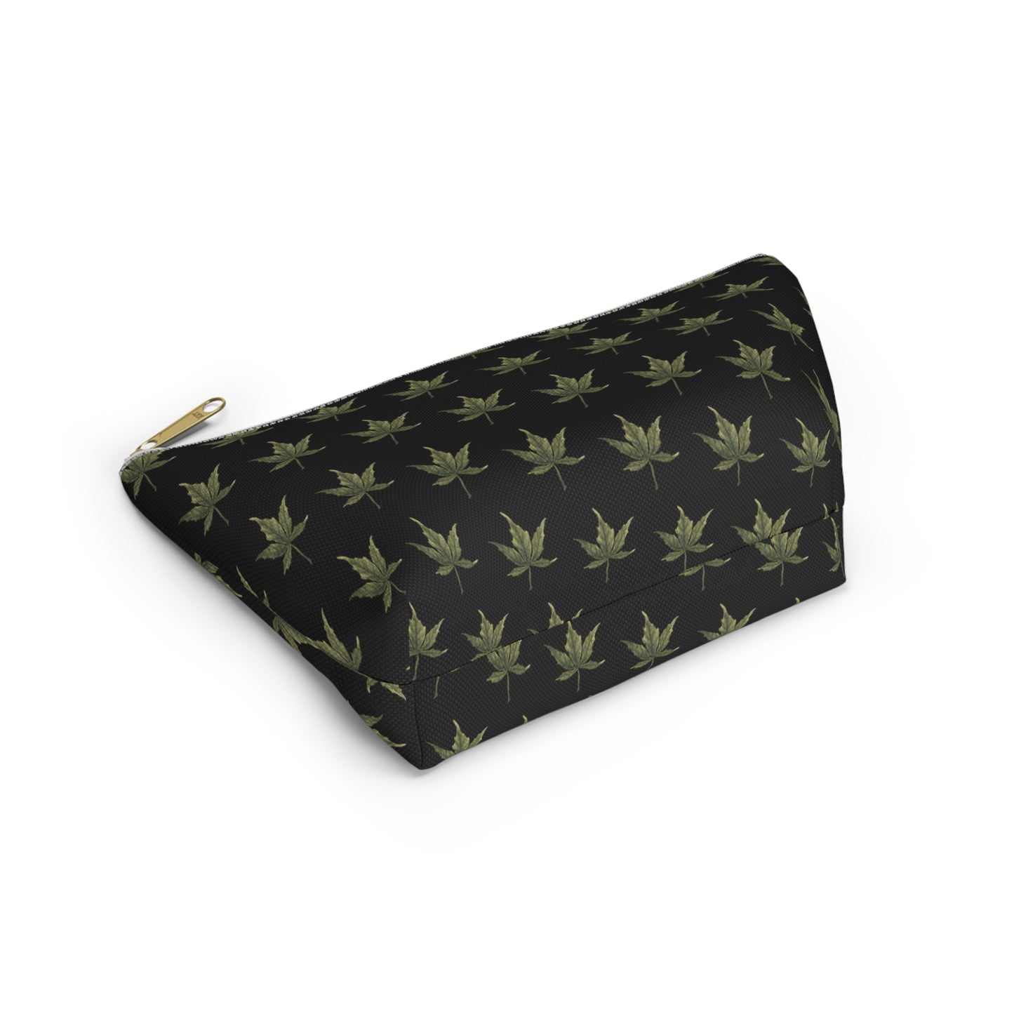 Roomy Accessory Pouch - Mini Cannabis Leaf Print on Black