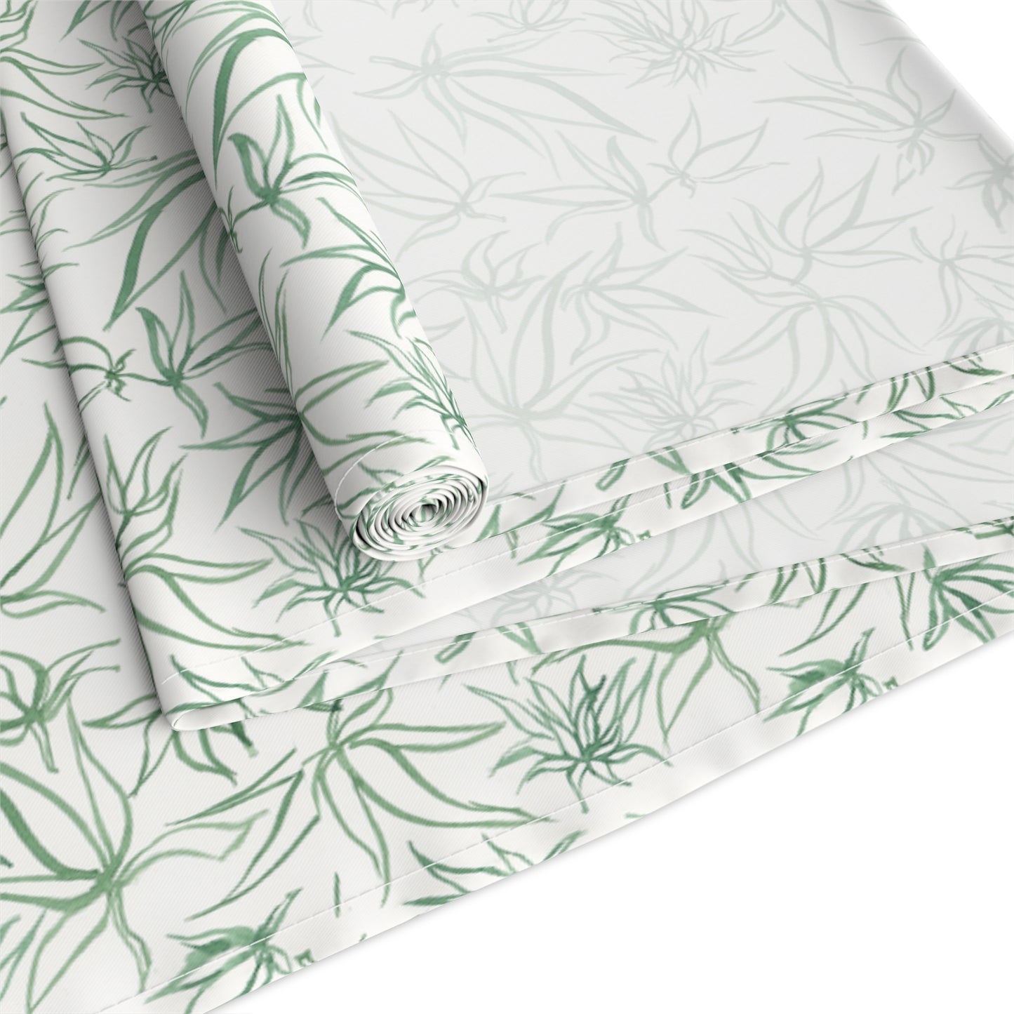 Table Runner 100% Cotton - Cannabis Sketches in Green