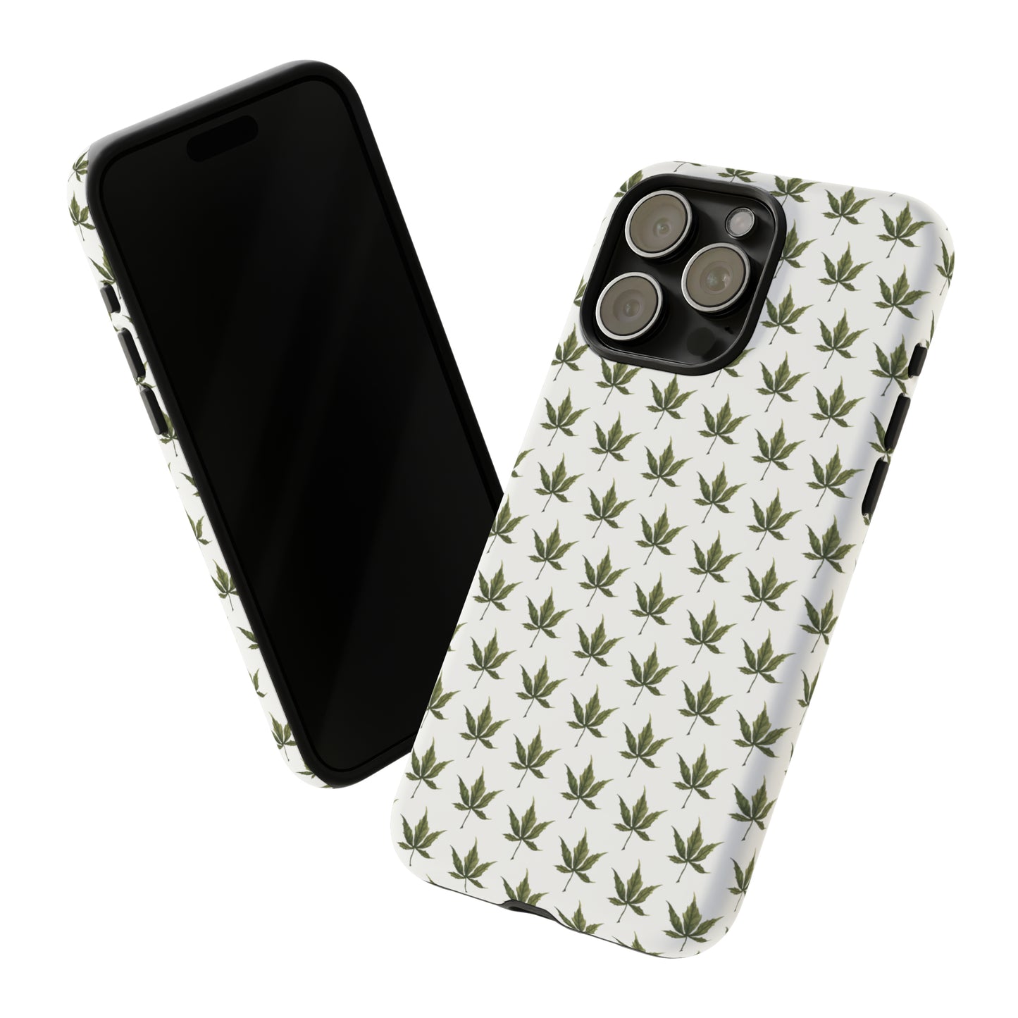 Tough Cell Phone Cases - Mini Cannabis Leaf on White