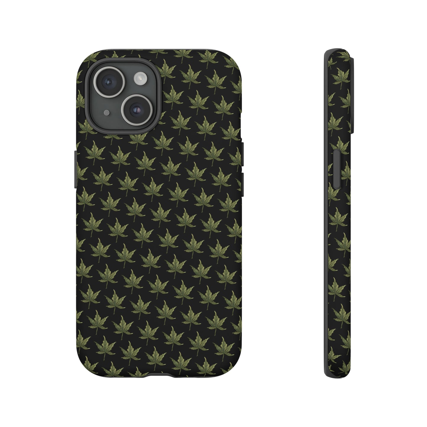 Tough Cell Phone Cases - Mini Cannabis Leaf on Black