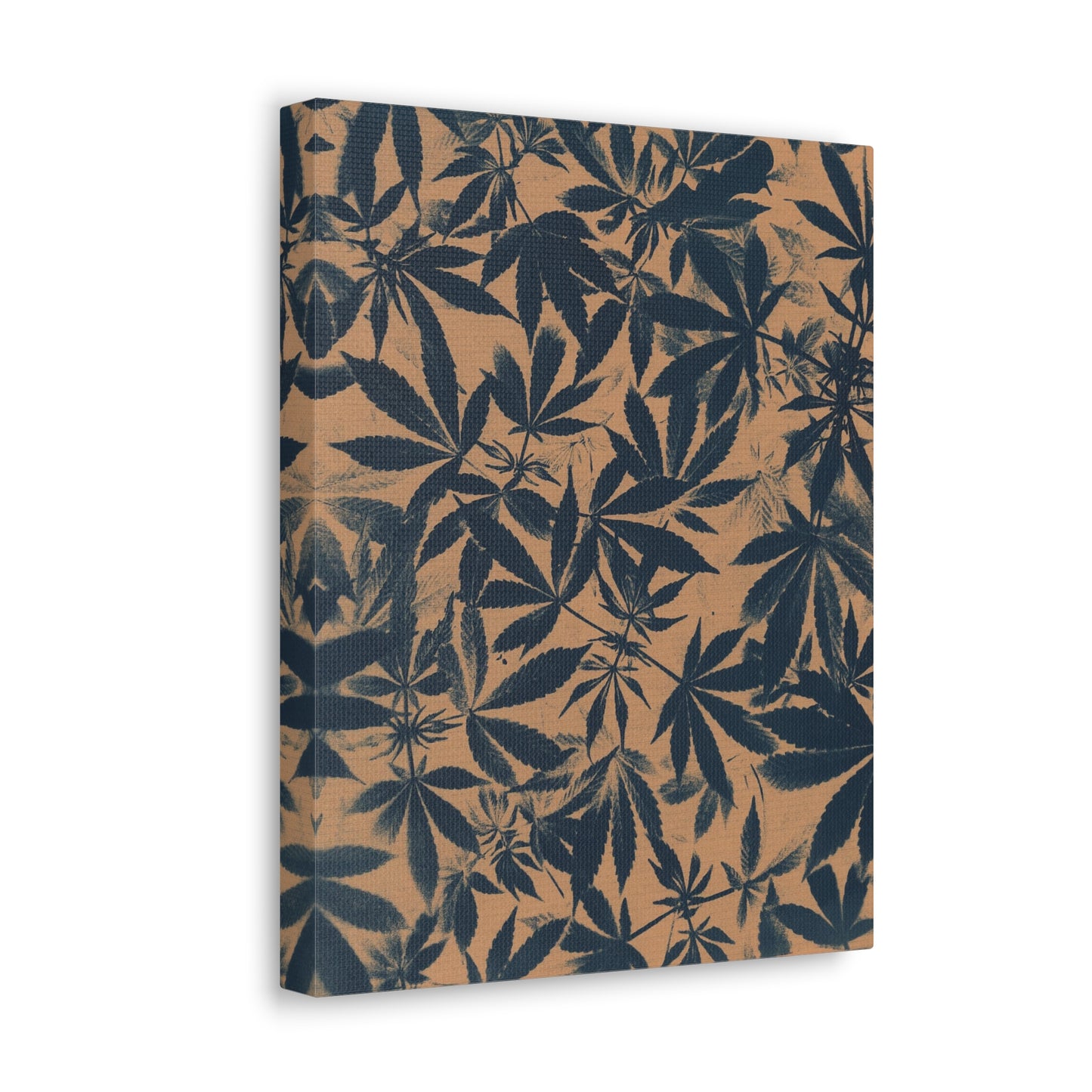 Gallery Wrapped Canvas Print - Cannabis Field Cyanotype on Amber Print (Reproduction)