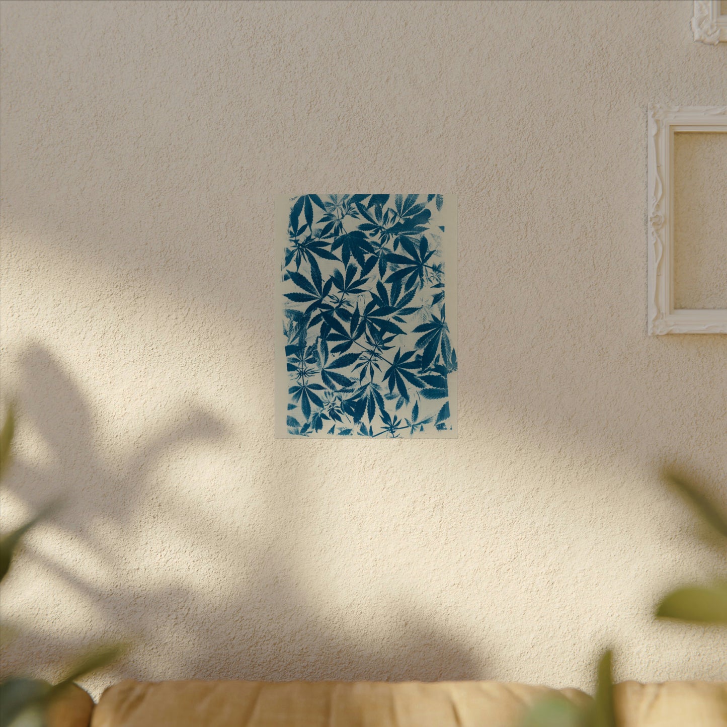 Fine Art Reproductions - Archival, Textured Watercolor Matte Prints - Cannabis Cyanotype on Ivory Print