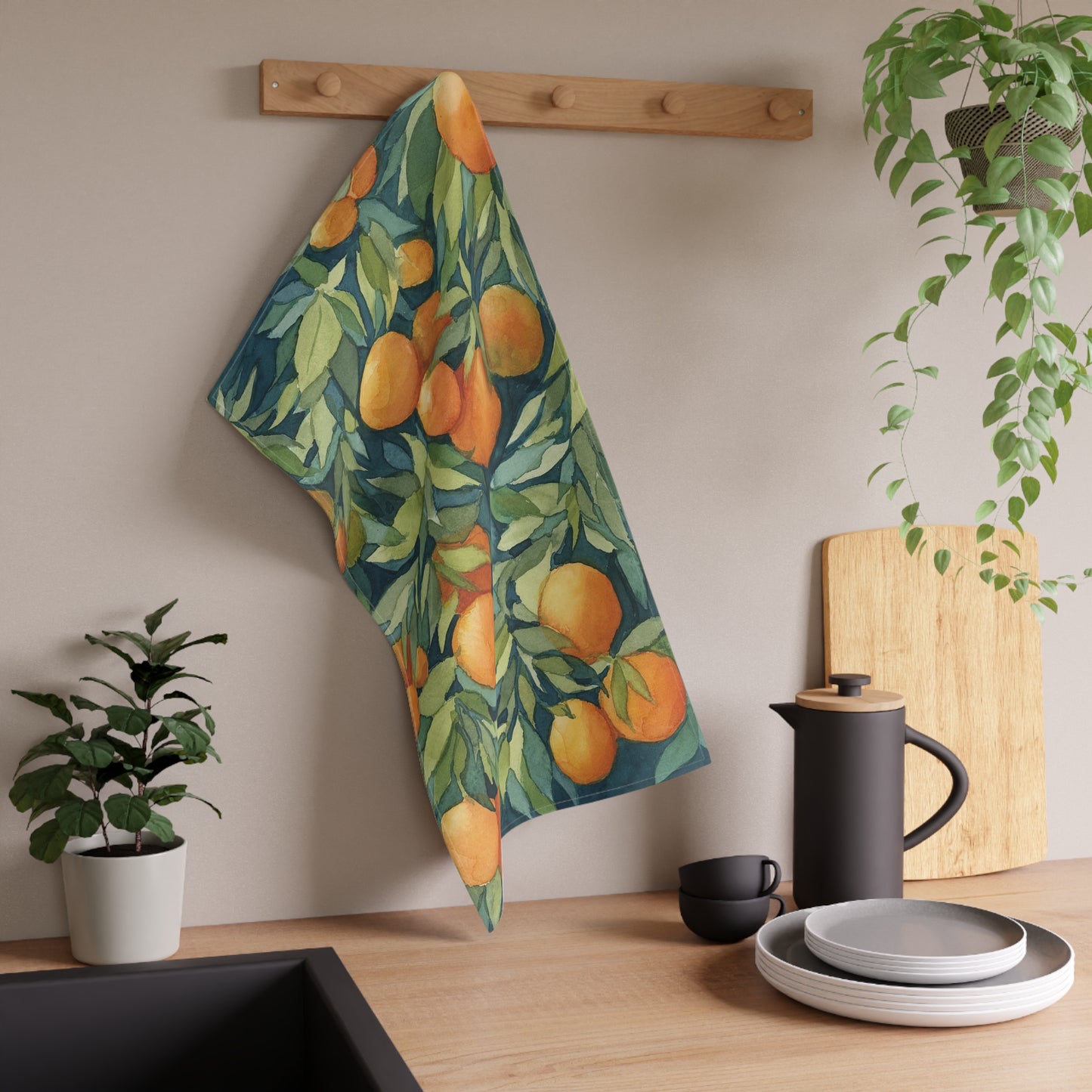 100% Cotton Twill Kitchen Towel - Orange Grove