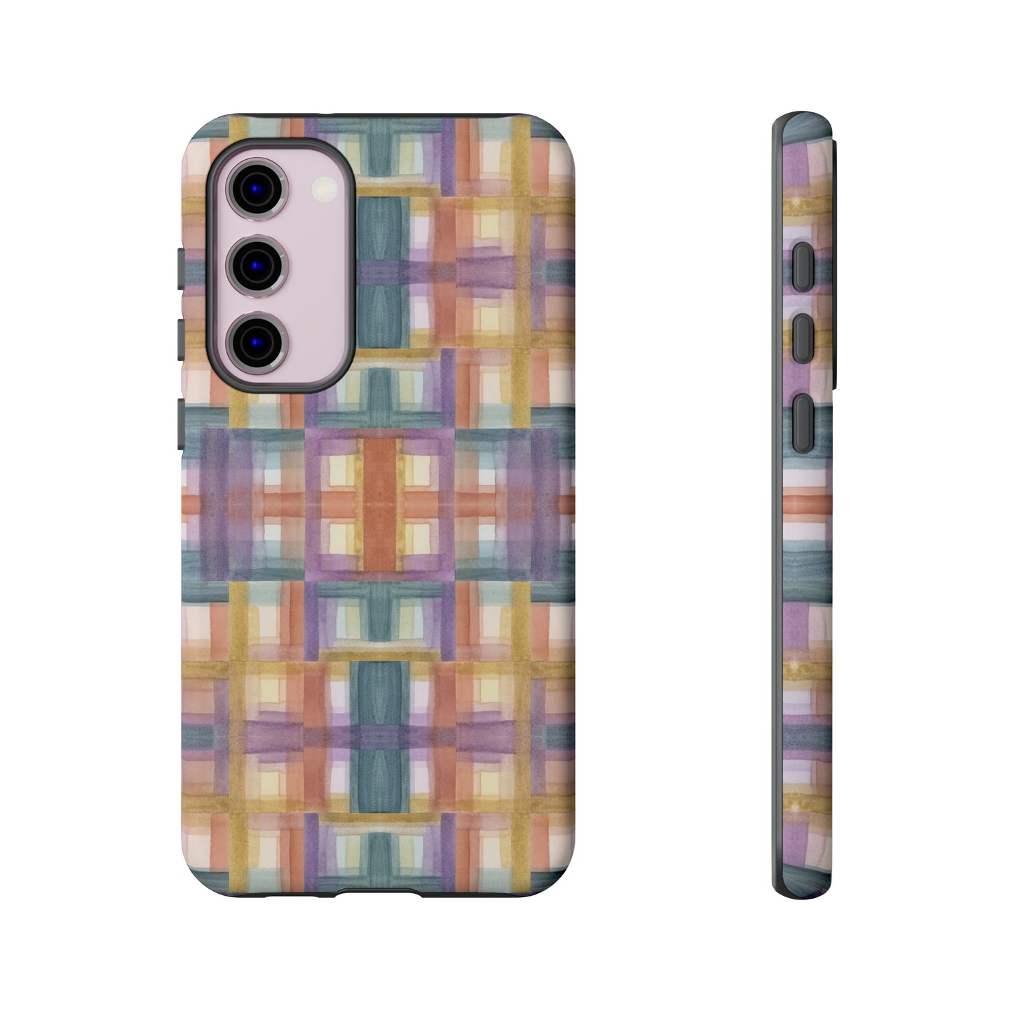 Tough Cell Phone Cases - Painterly Plaid, Warm Colors