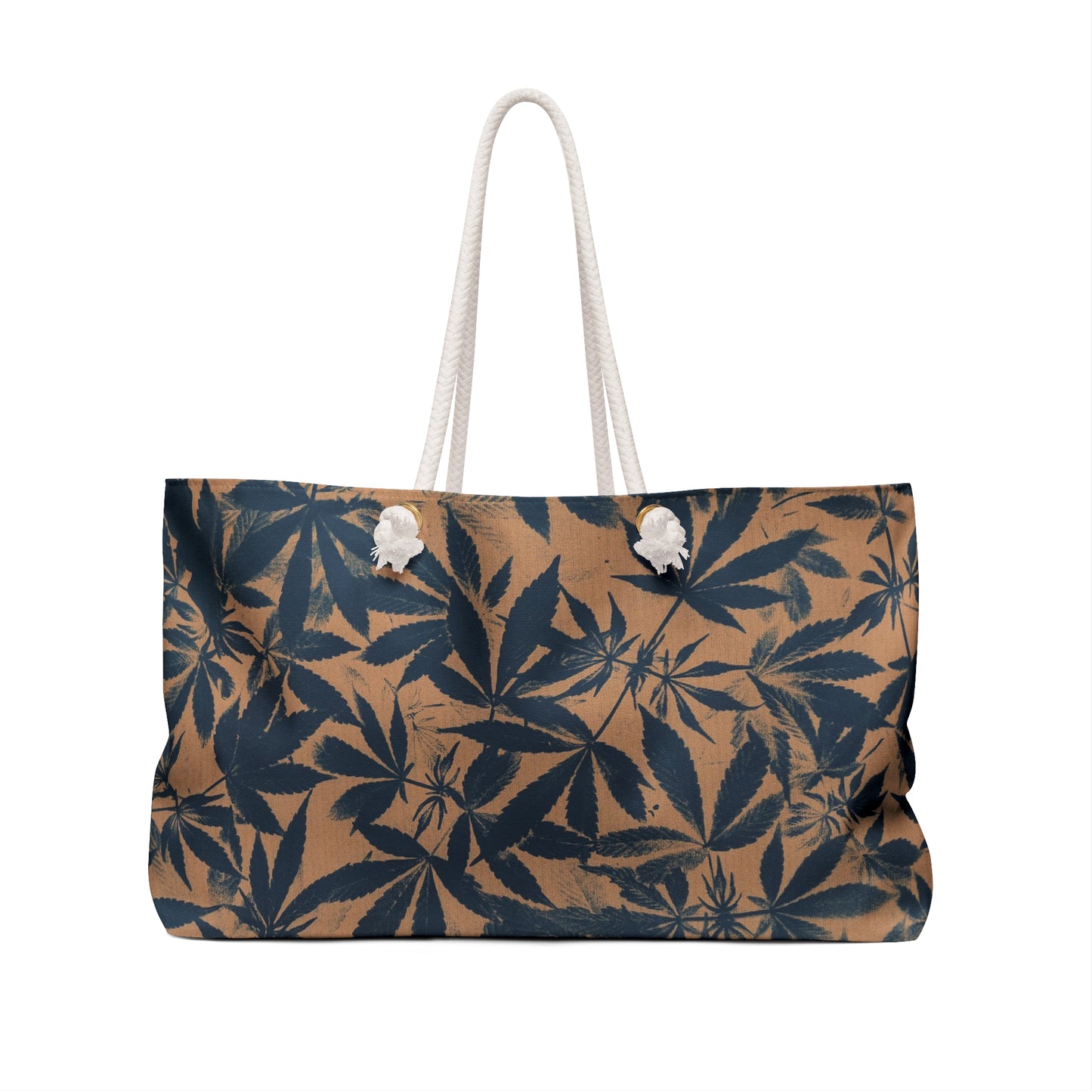 Oversized Weekender Bag - Cannabis Field Cyanotype on Amber Print