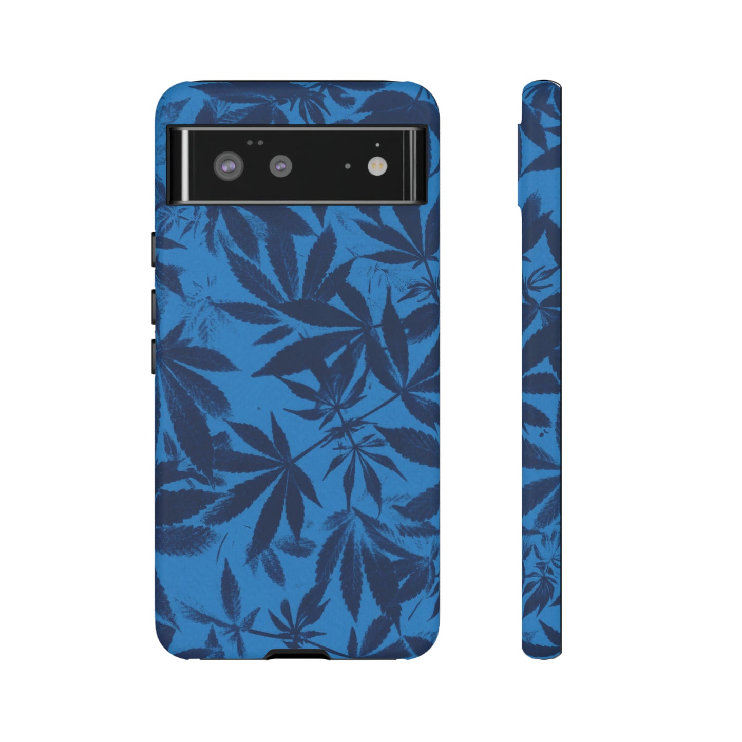 Tough Cell Phone Cases - Cyanotype on Bright Blue Print