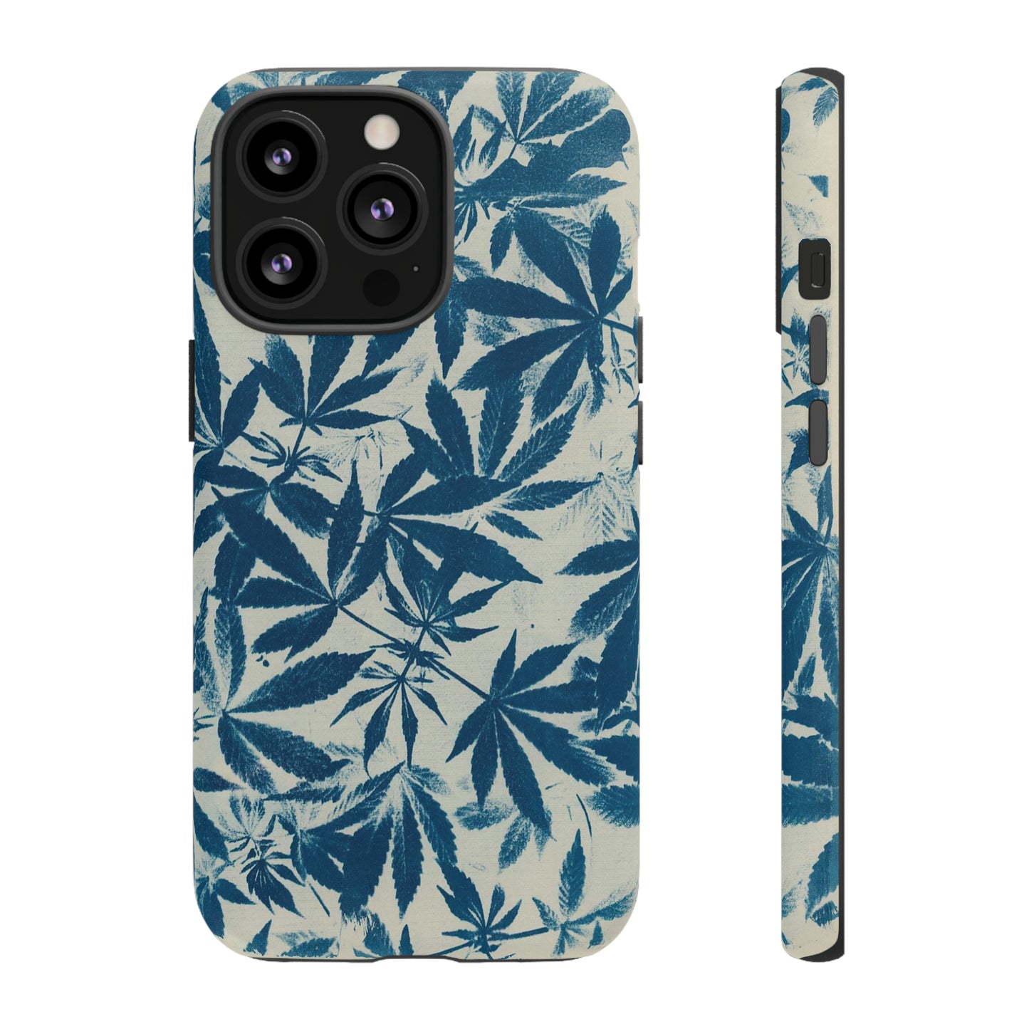 Tough Cell Phone Cases -Cannabis Field Cyanotype on Ivory Print