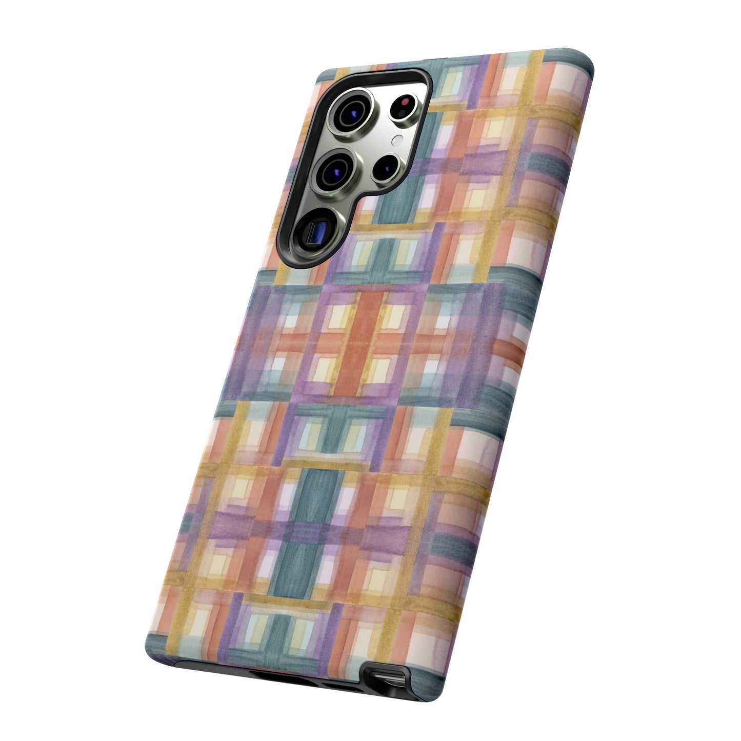 Tough Cell Phone Cases - Painterly Plaid, Warm Colors