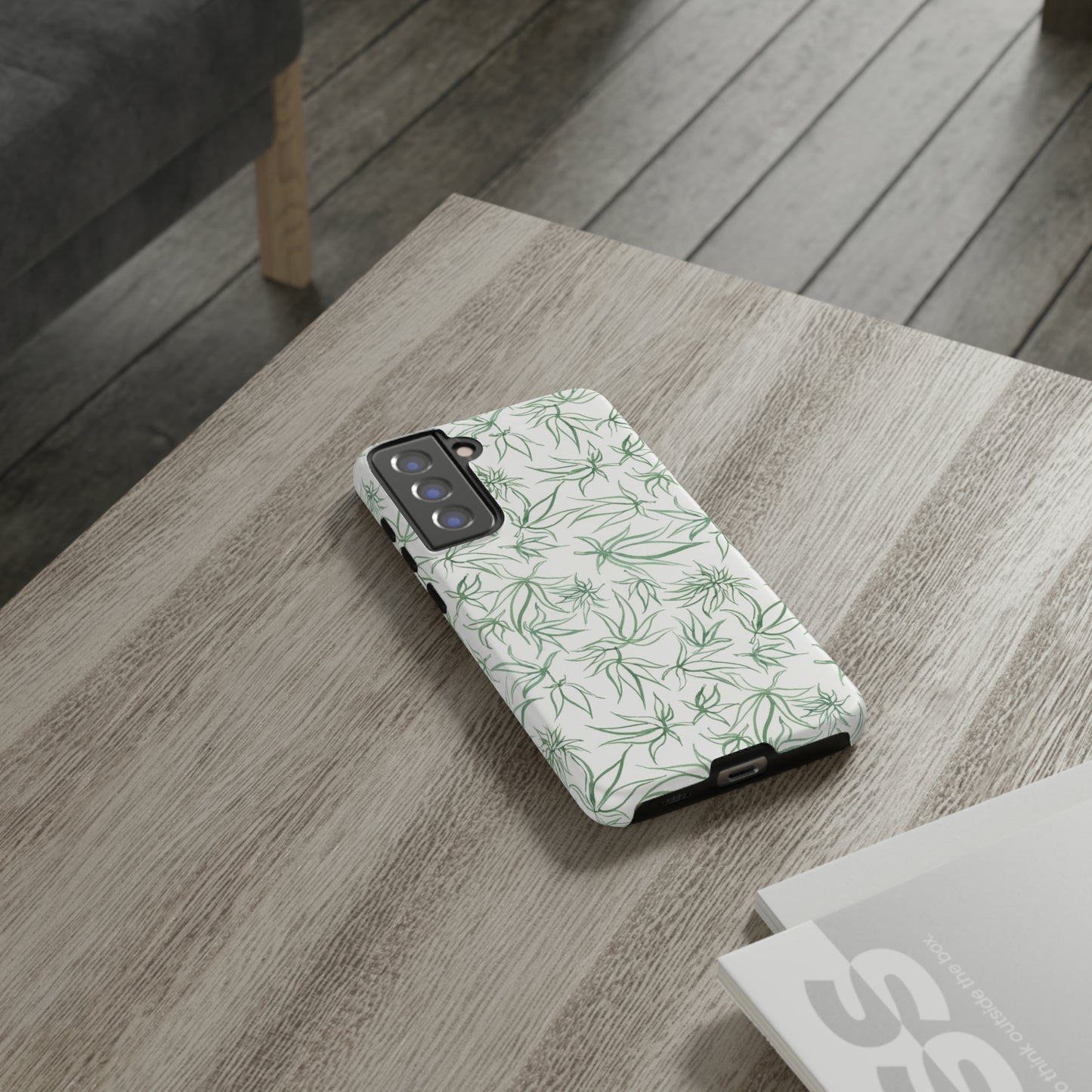 Tough Cell Phone Cases - Cannabis Sketches in Green