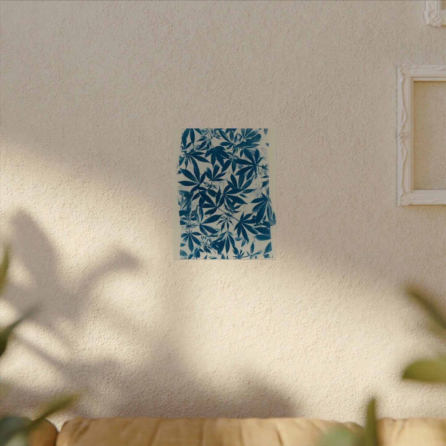 Fine Art Reproductions - Archival, Textured Watercolor Matte Prints - Cannabis Cyanotype on Ivory Print