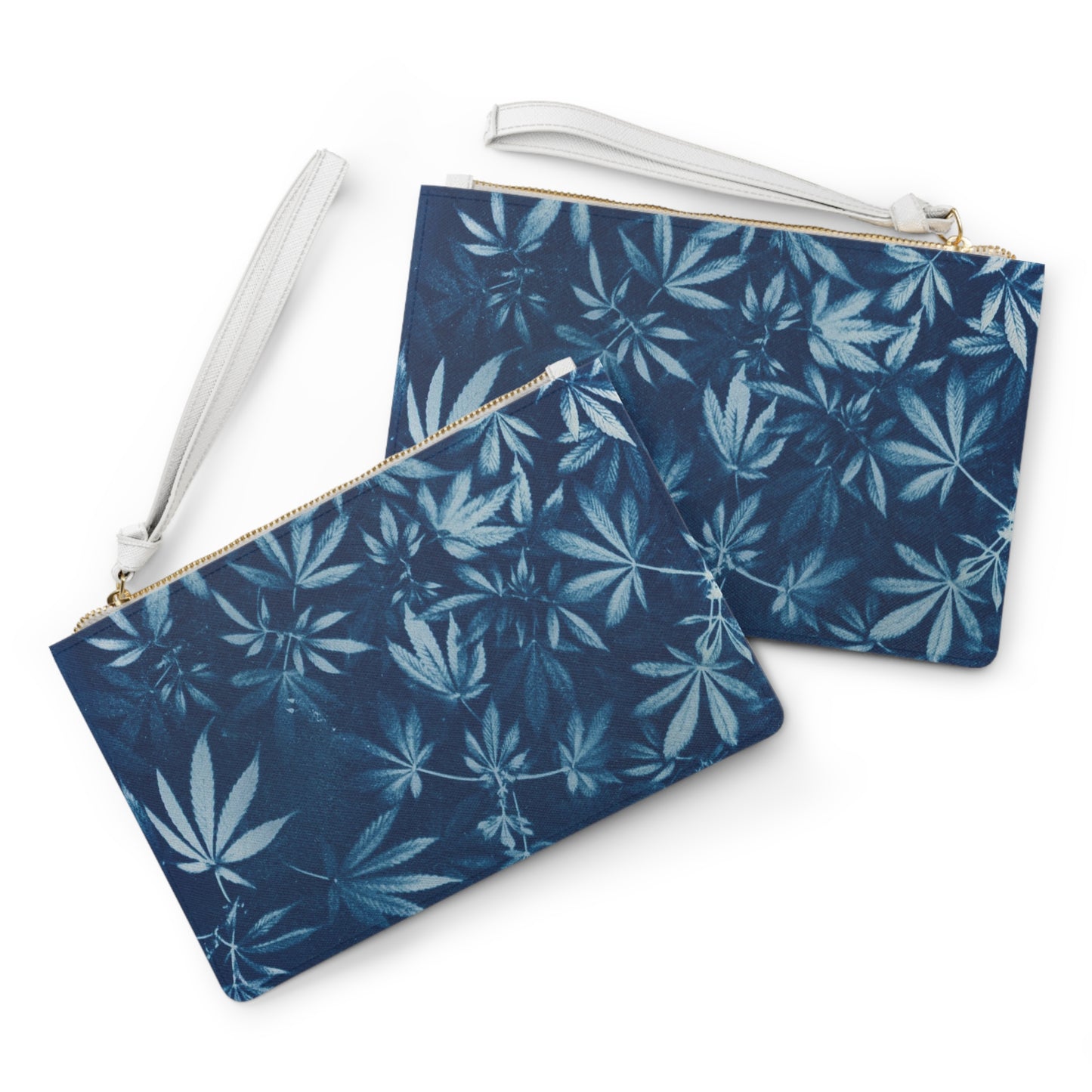 Vegan Leather Clutch Bag - Cyanotype Print 1