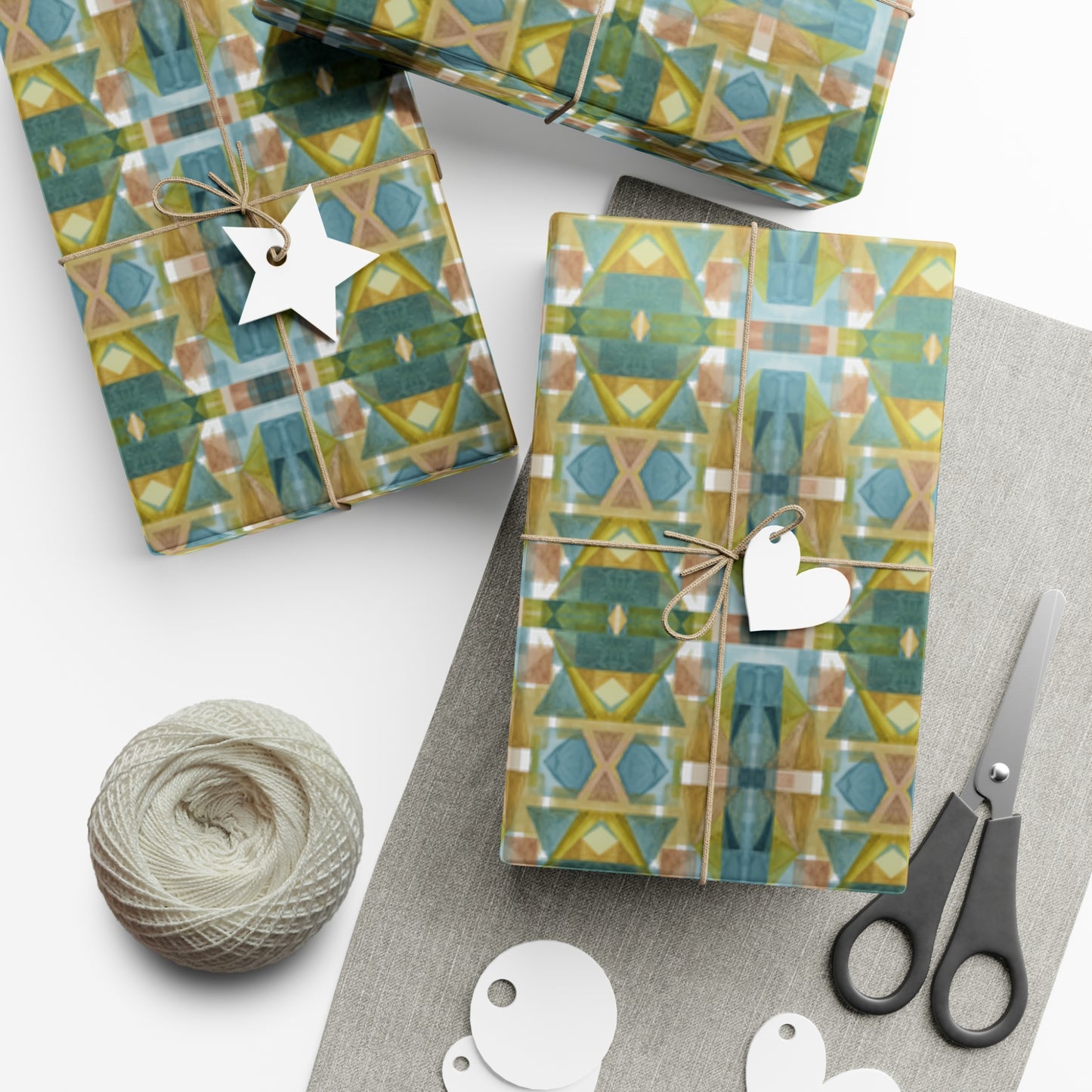 Gift Wrap Papers - Painterly Plaid, Cool Colors Wrapping Paper