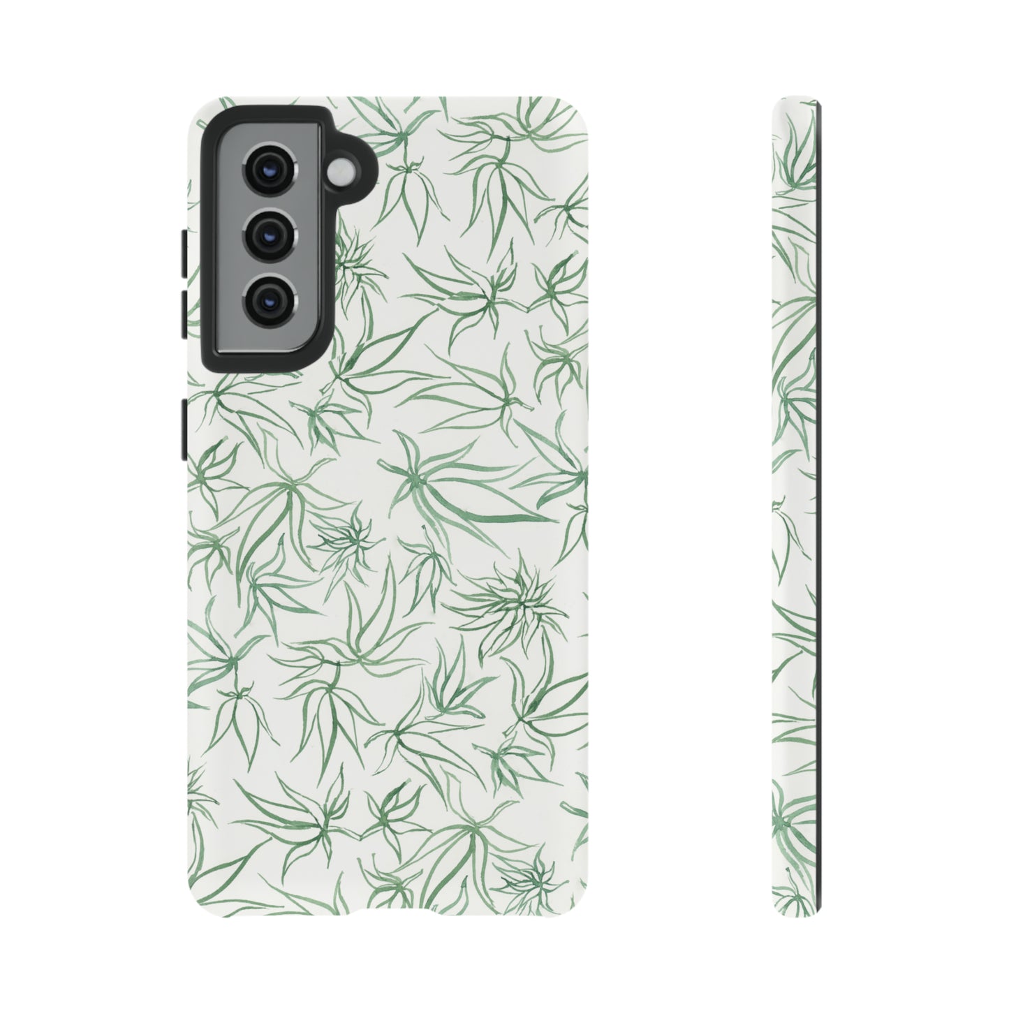 Tough Cell Phone Cases - Cannabis Sketches in Green