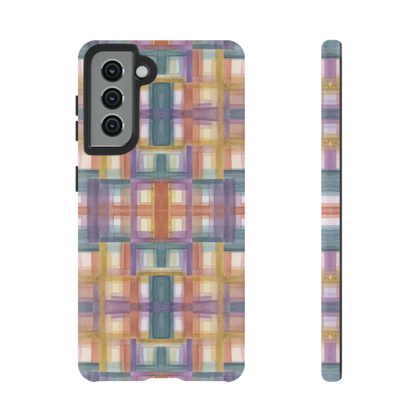 Tough Cell Phone Cases - Painterly Plaid, Warm Colors