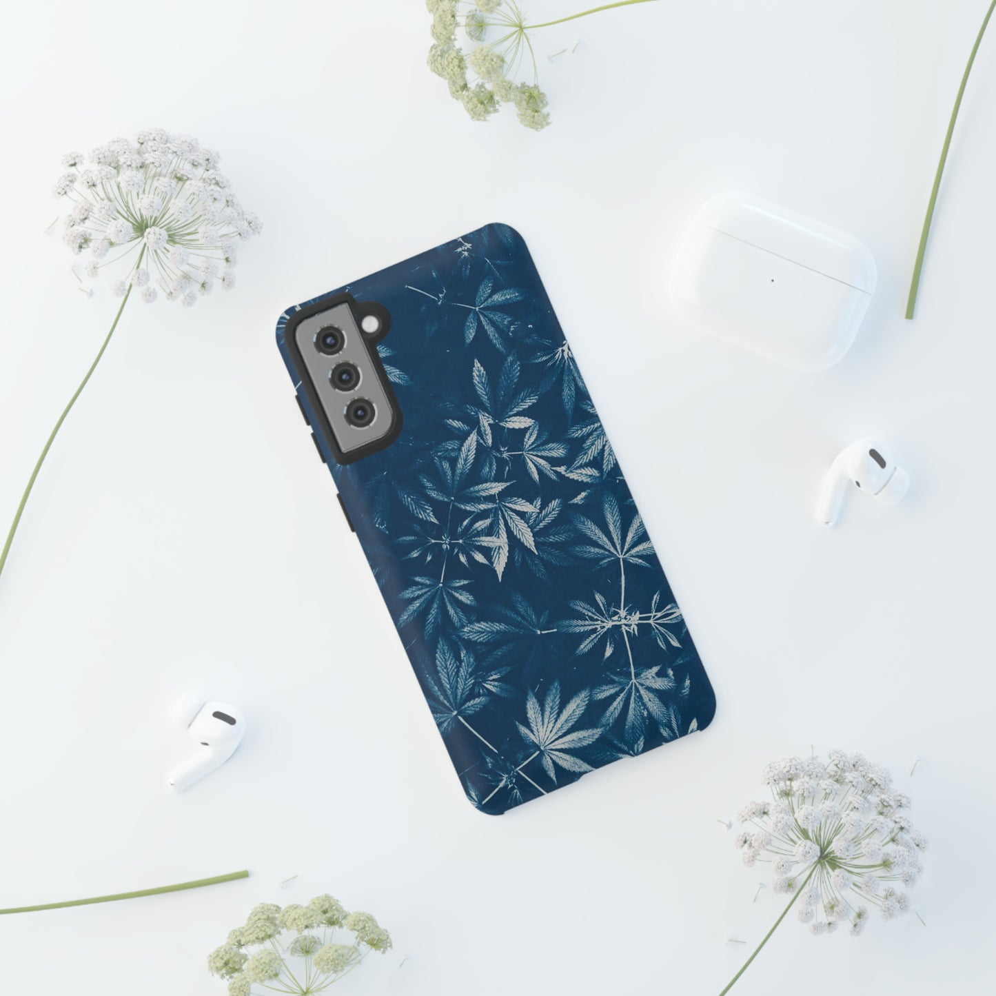 Tough Cell Phone Cases - Cannabis Field Cyanotype Print