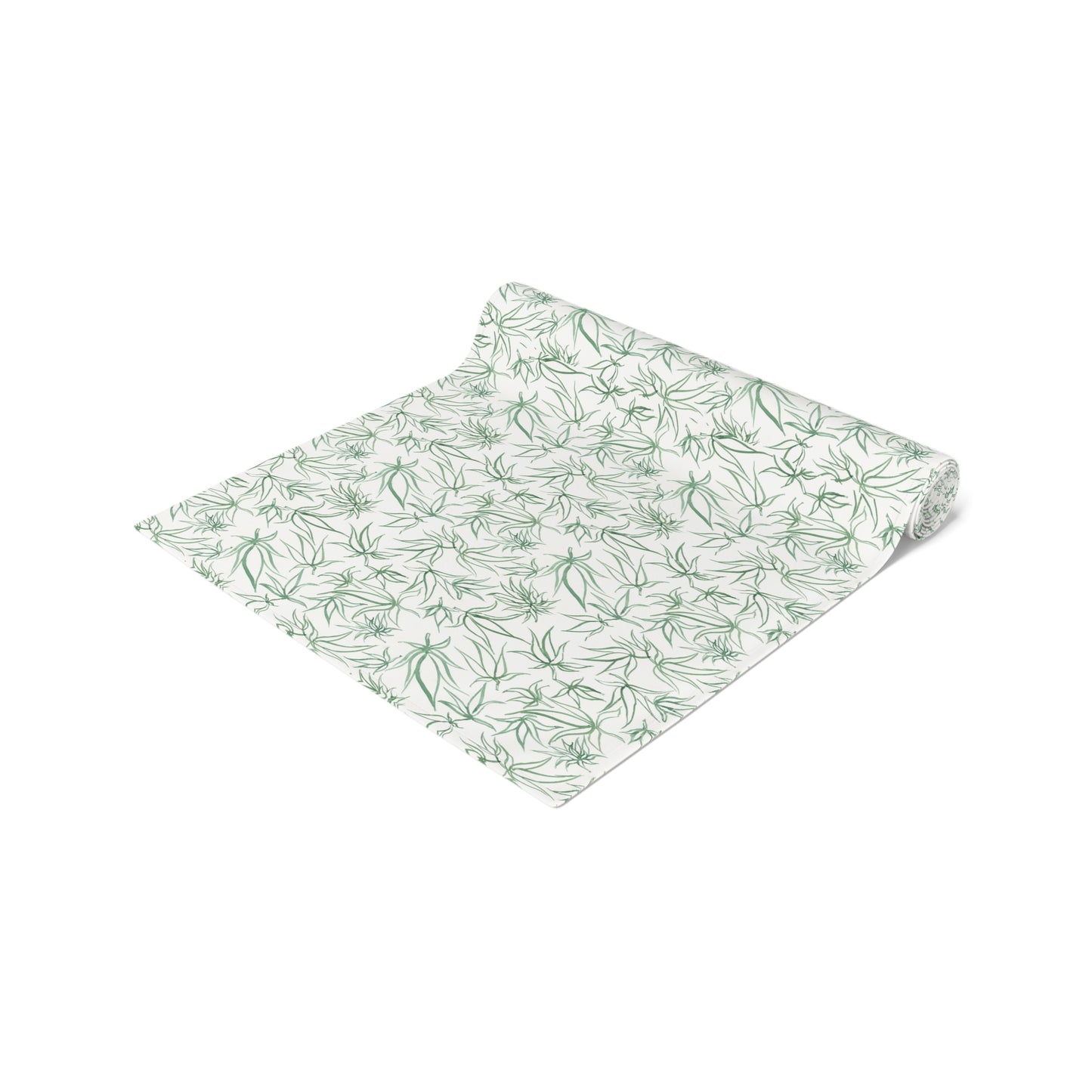 Table Runner 100% Cotton - Cannabis Sketches in Green