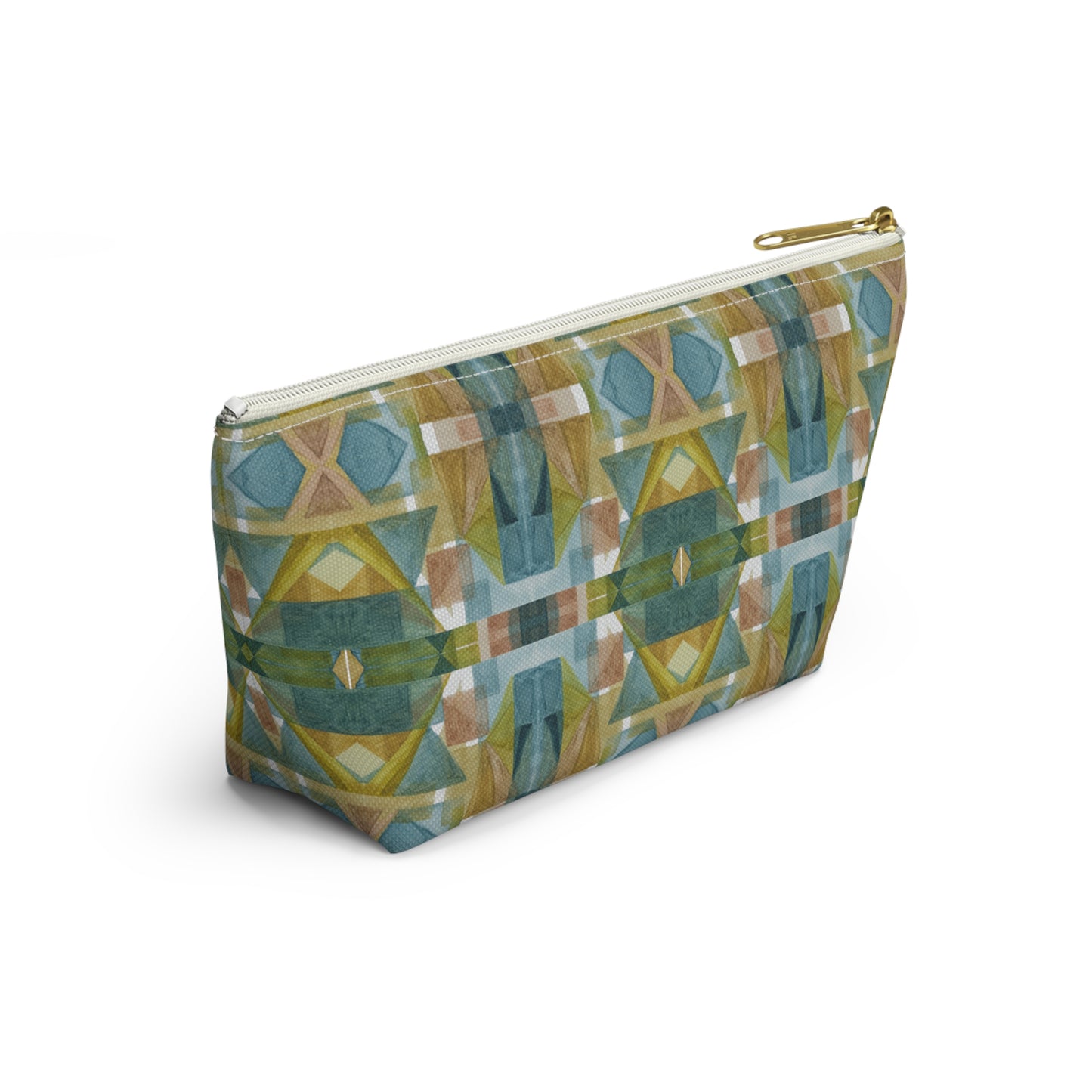 Roomy Accessory Pouch - Painterly Plaid, Cool Colors