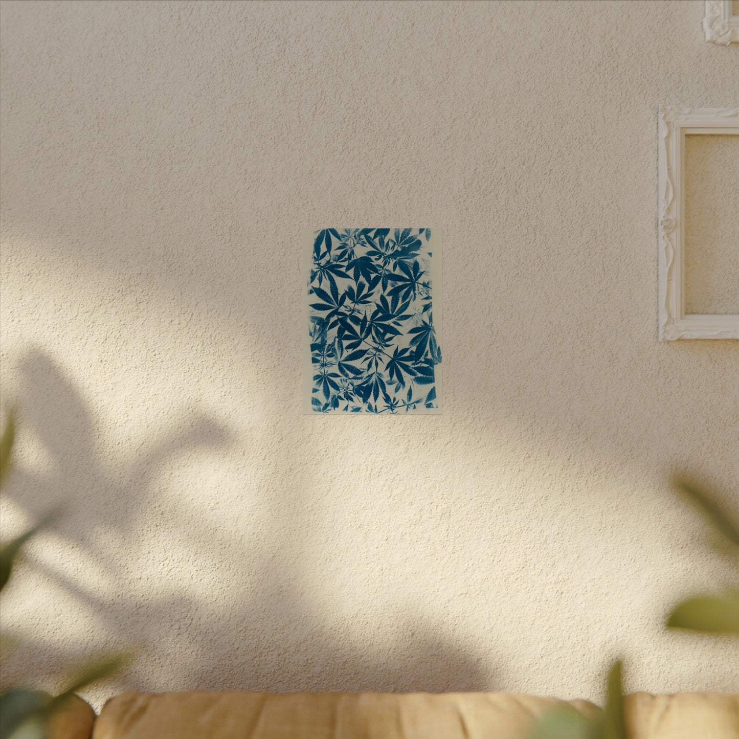 Fine Art Reproductions - Archival, Textured Watercolor Matte Prints - Cannabis Cyanotype on Ivory Print