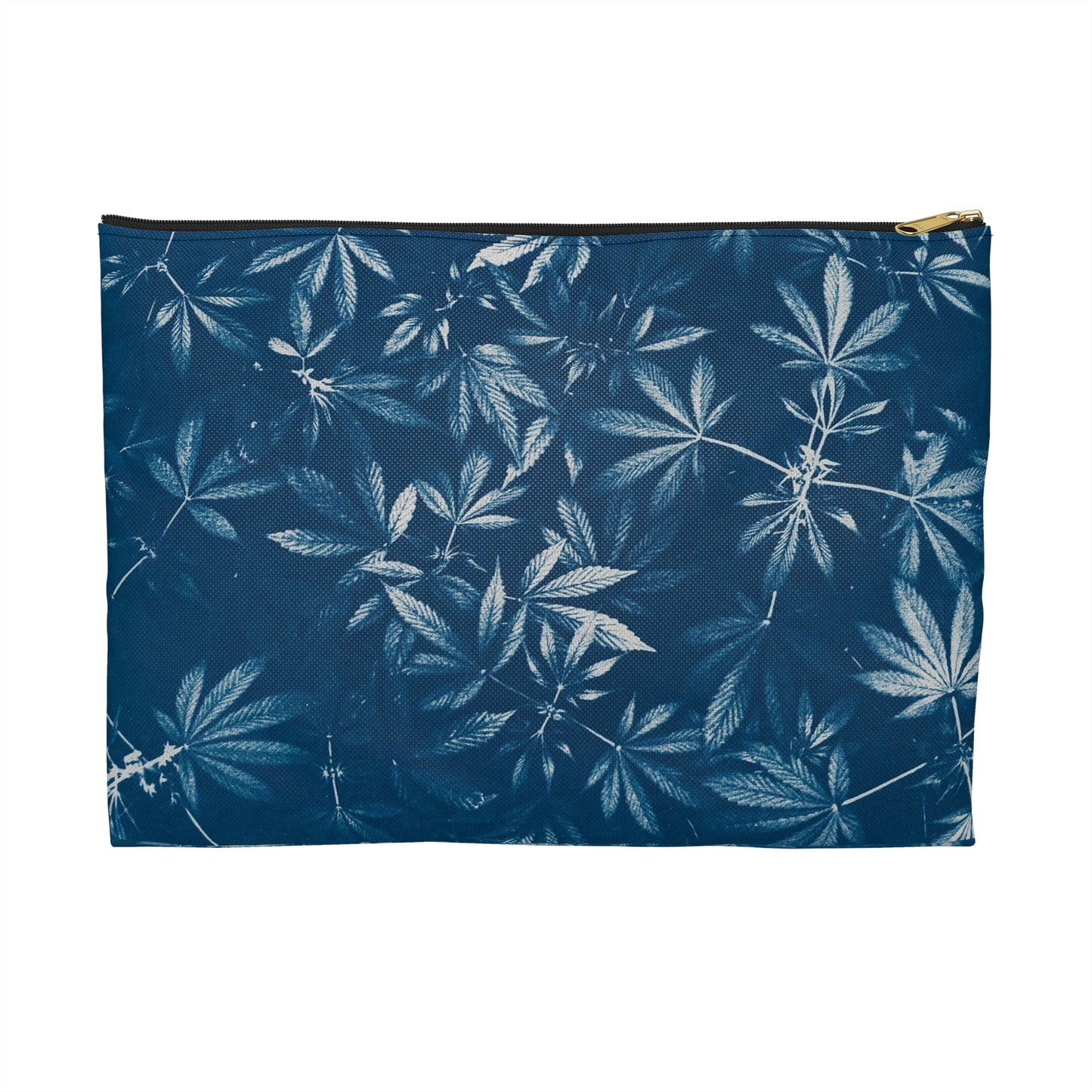 Flat Accessory Pouch - Cannabis Cyanotype Field on Grey