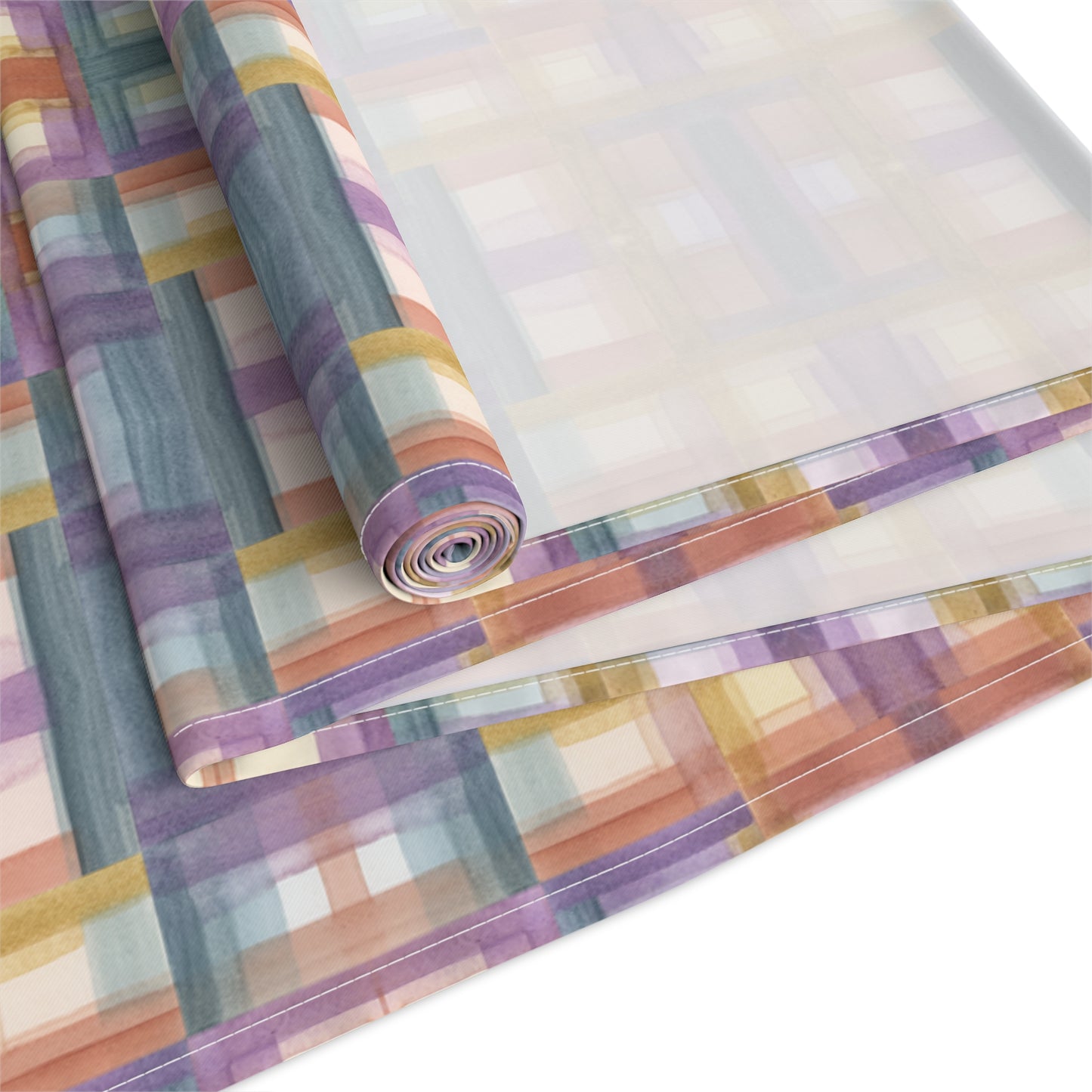 Table Runner 100% Cotton - Painterly Plaid, Warm Colors