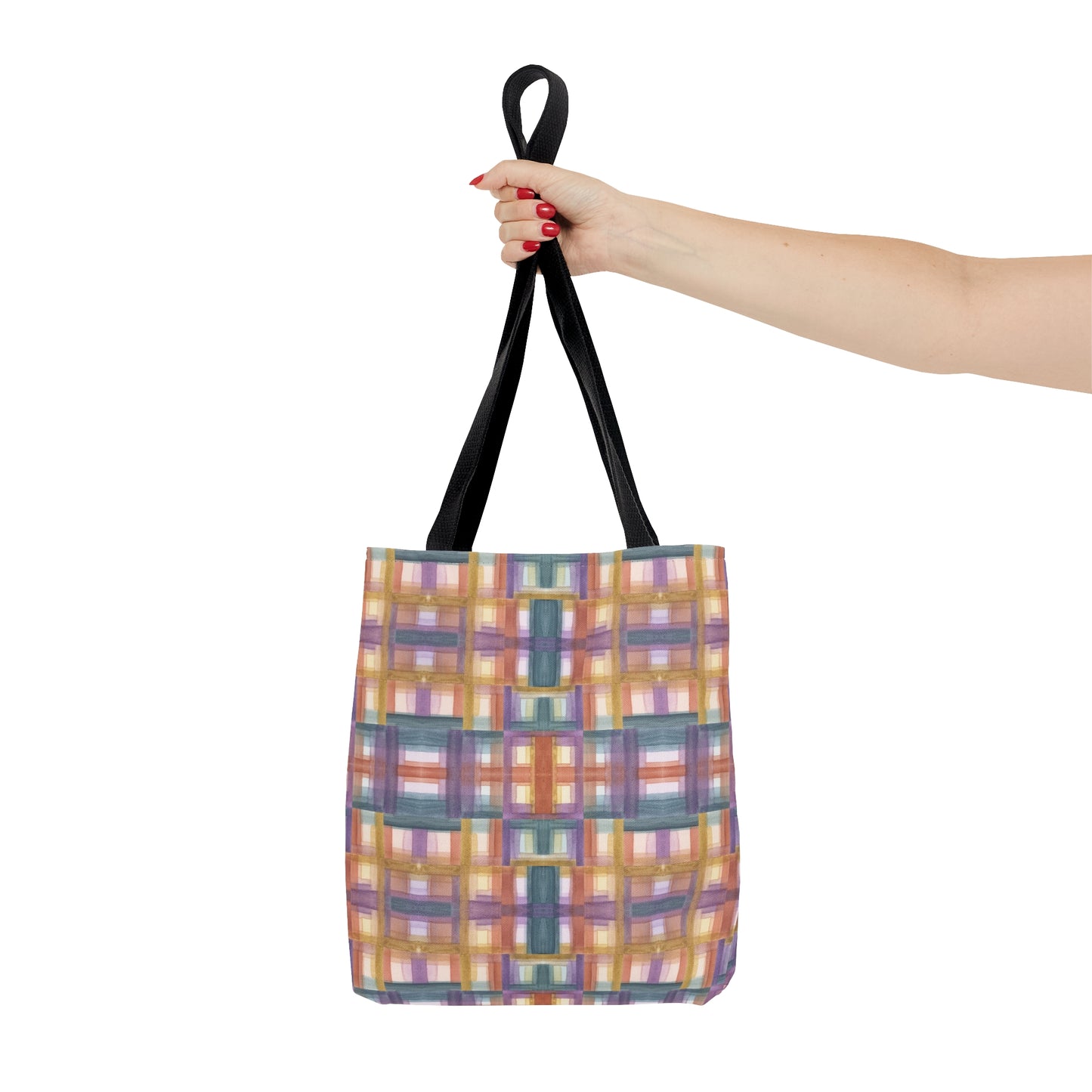 Tote Bag - Painterly Plaid, Warm Tones